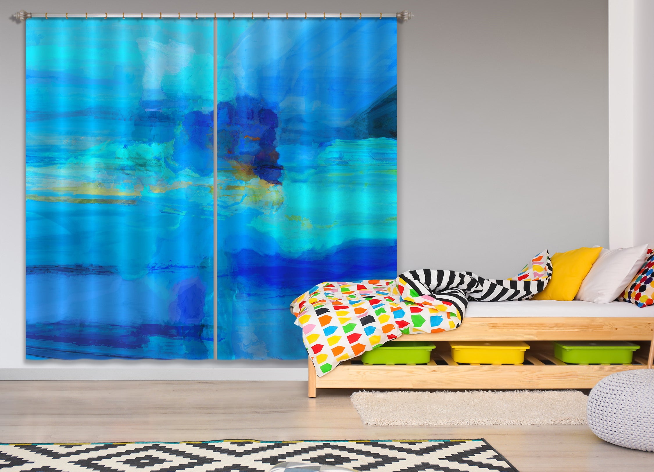 3D Blue Sea 052 Michael Tienhaara Curtain Curtains Drapes