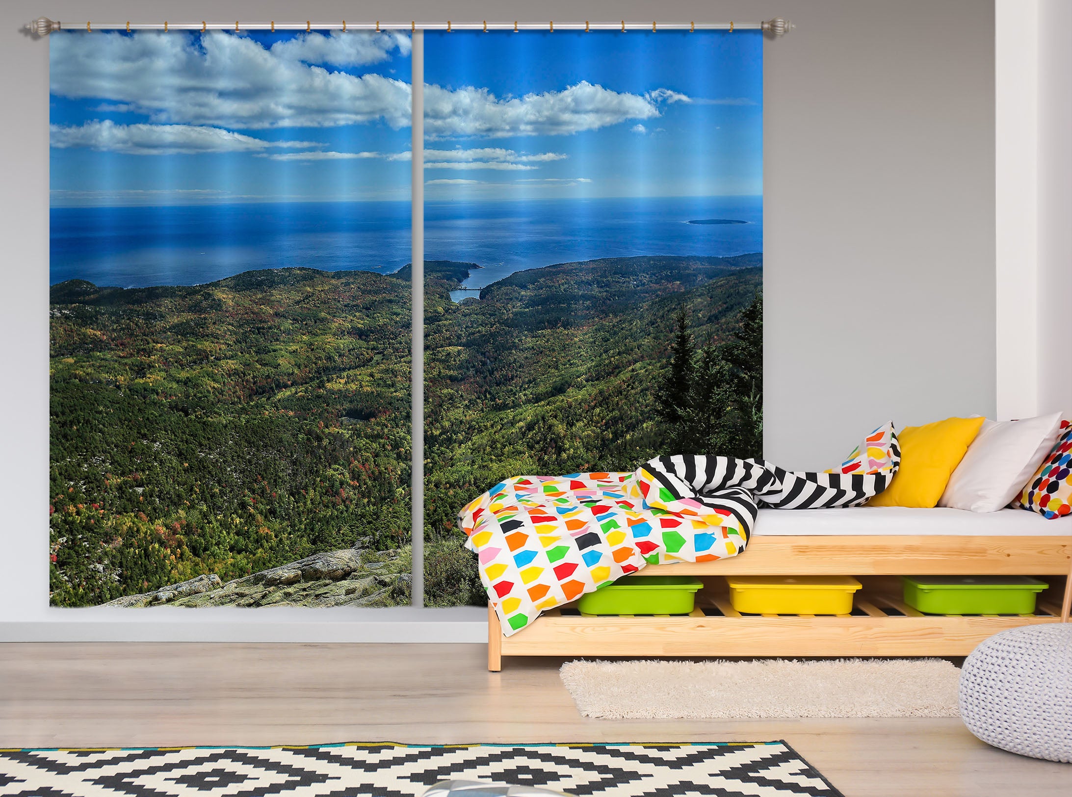 3D Mountain Grass Tree 11172 Kathy Barefield Curtain Curtains Drapes