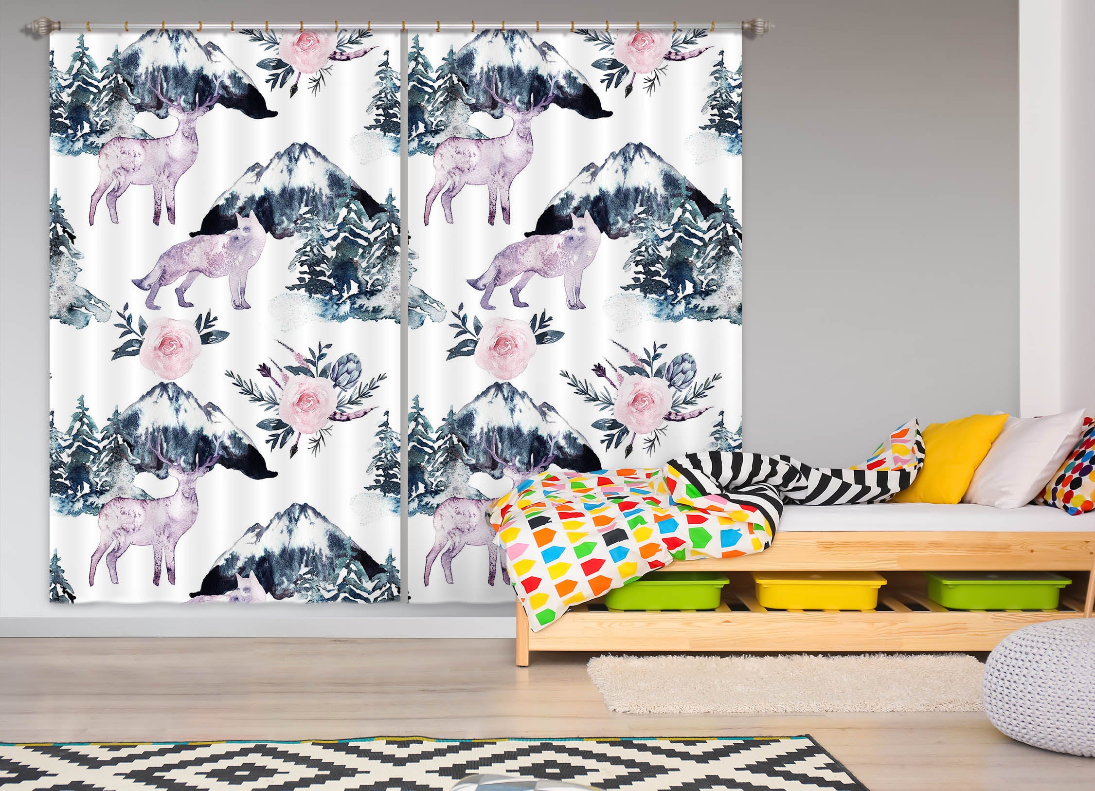 3D Flower Wolf 235 Uta Naumann Curtain Curtains Drapes