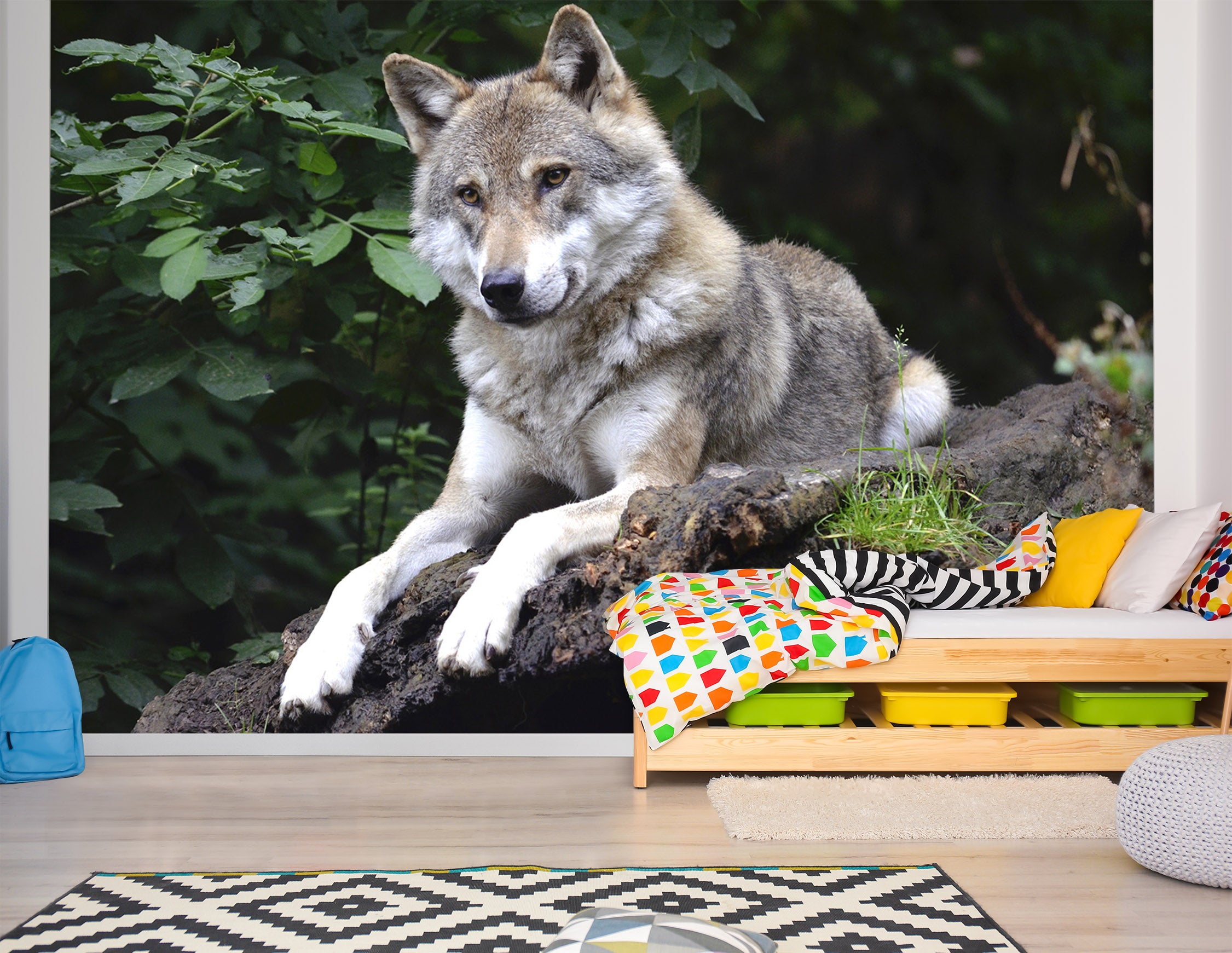 3D Wolf Stone 275 Wall Murals