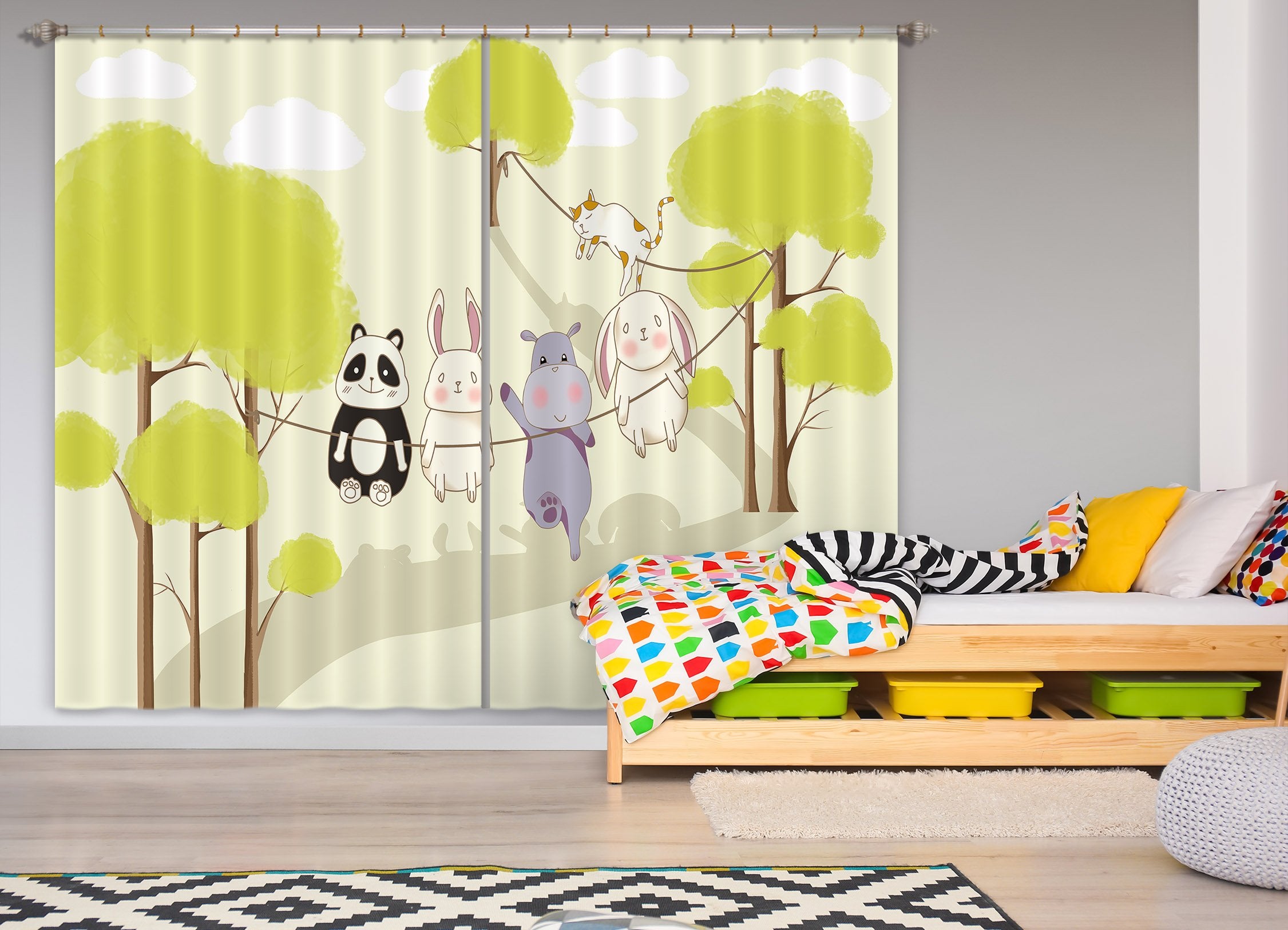 3D Animal Forest 733 Curtains Drapes Wallpaper AJ Wallpaper 