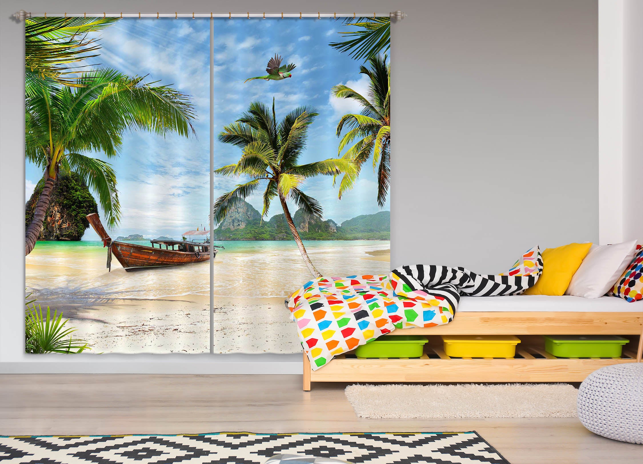3D Coconut Palm Tree 814 Curtains Drapes