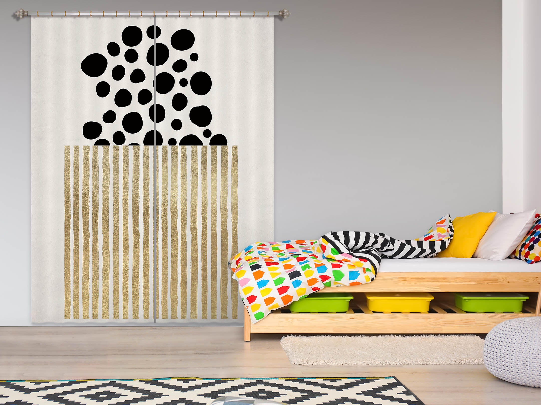 3D Small Black Circle 1098 Boris Draschoff Curtain Curtains Drapes