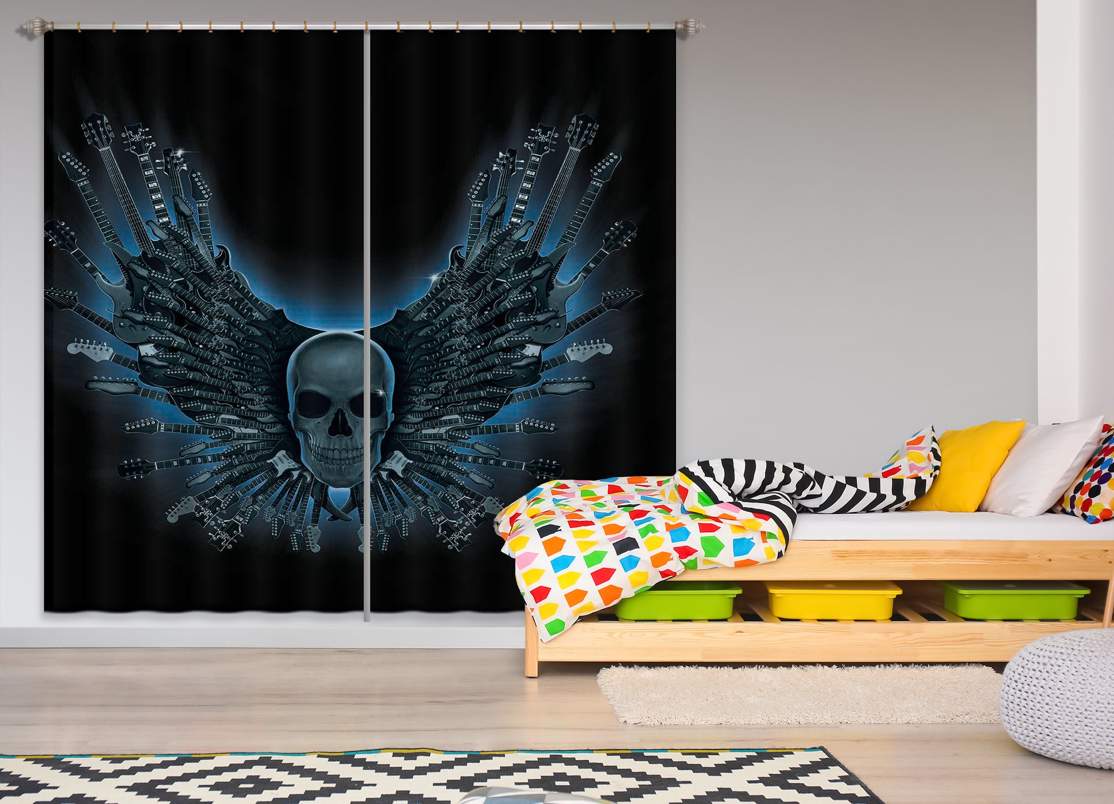 3D Skull Strings 073 Vincent Hie Curtain Curtains Drapes