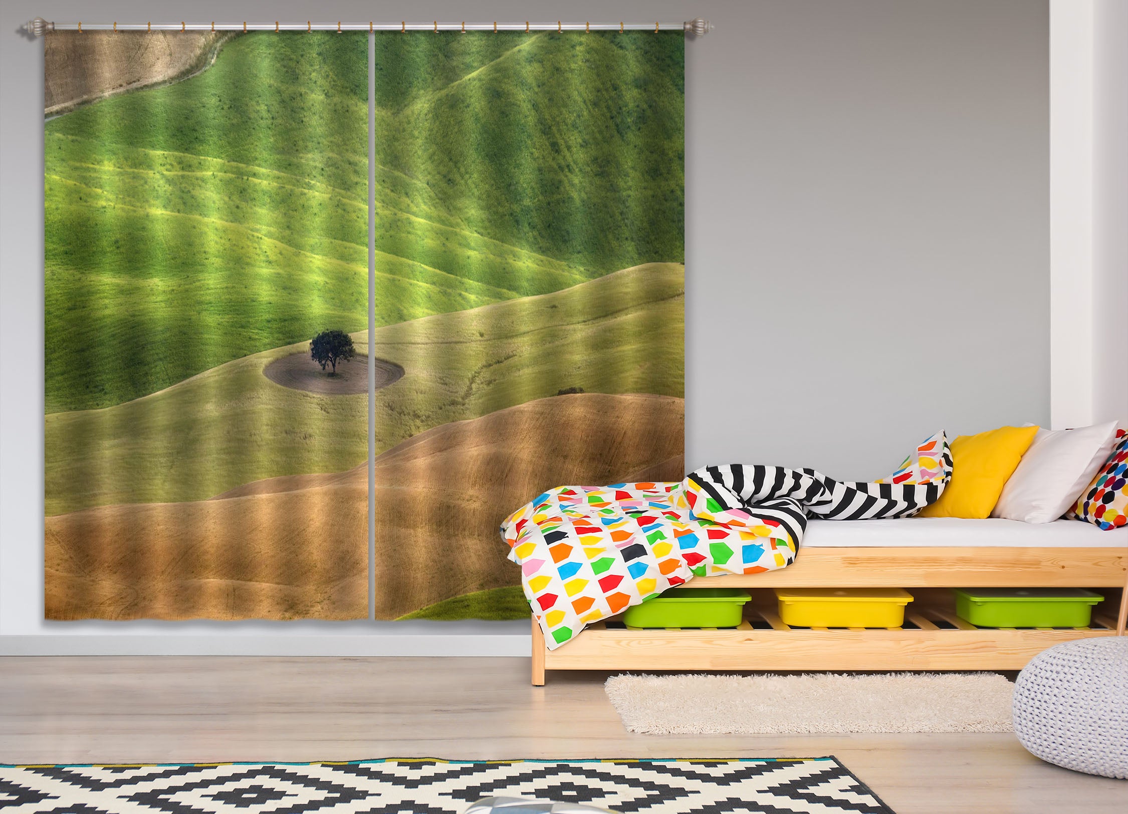 3D Green Grassland 155 Marco Carmassi Curtain Curtains Drapes