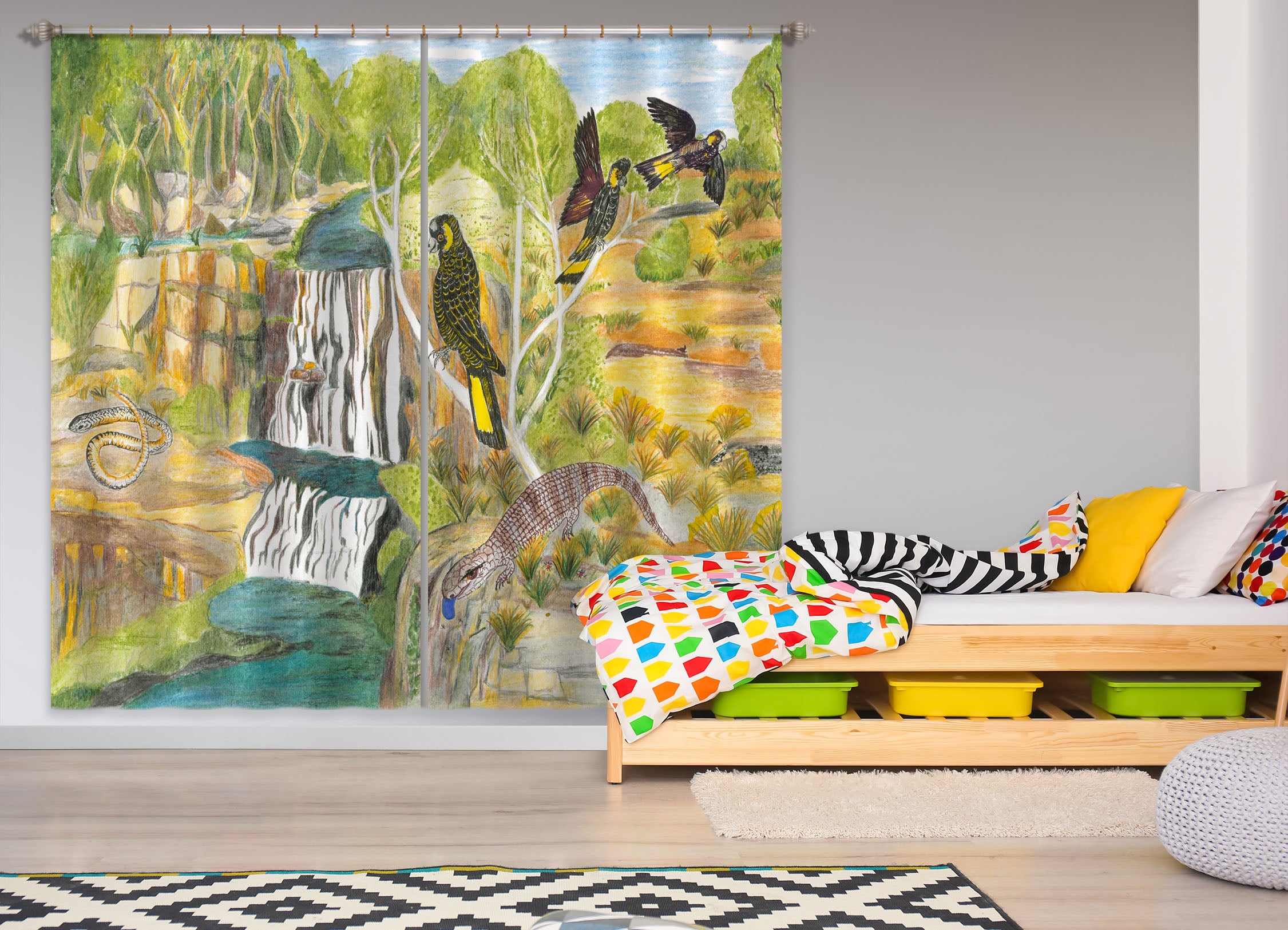 3D Bird House 045 Michael Sewell Curtain Curtains Drapes