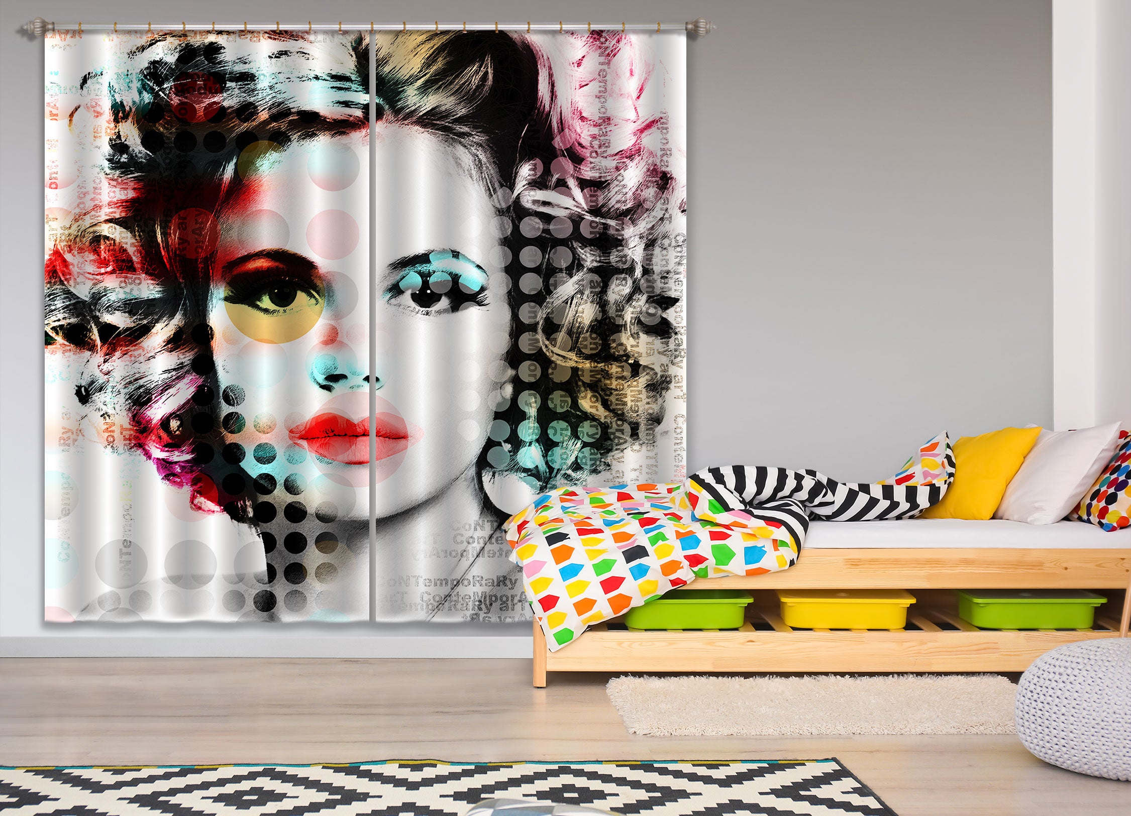 3D Star Red Lips 048 Curtains Drapes