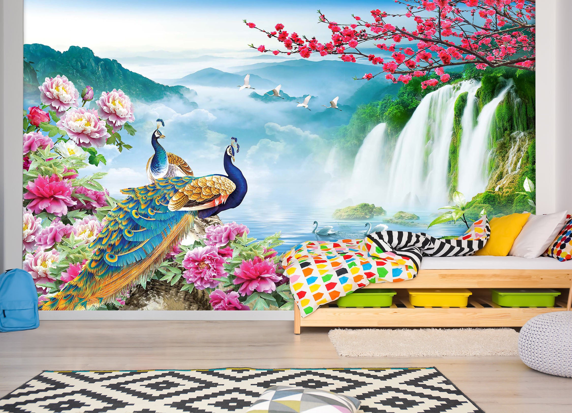 3D Peacock Valley 1622 Wall Murals