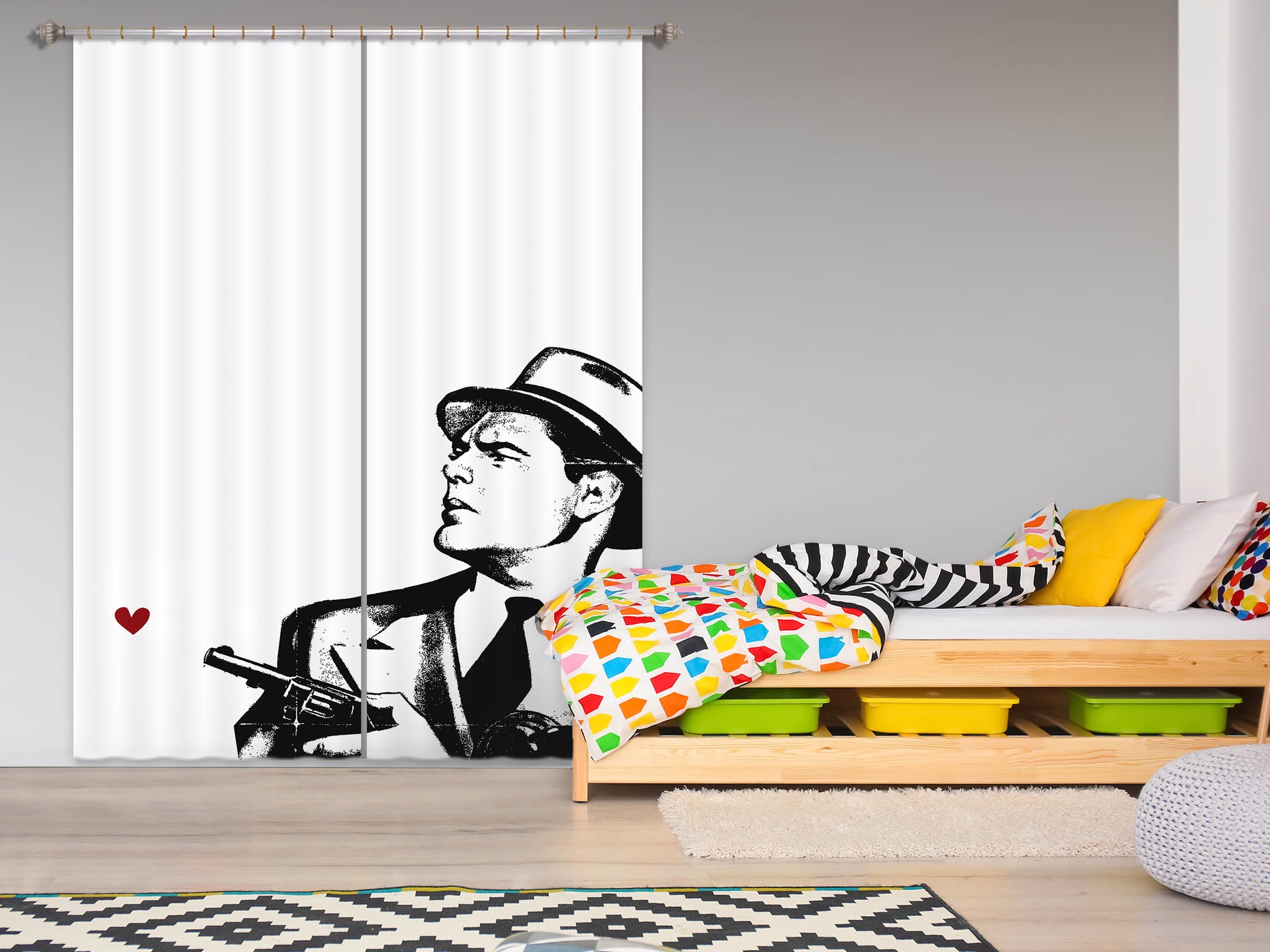 3D Man Heart 1036 Boris Draschoff Curtain Curtains Drapes