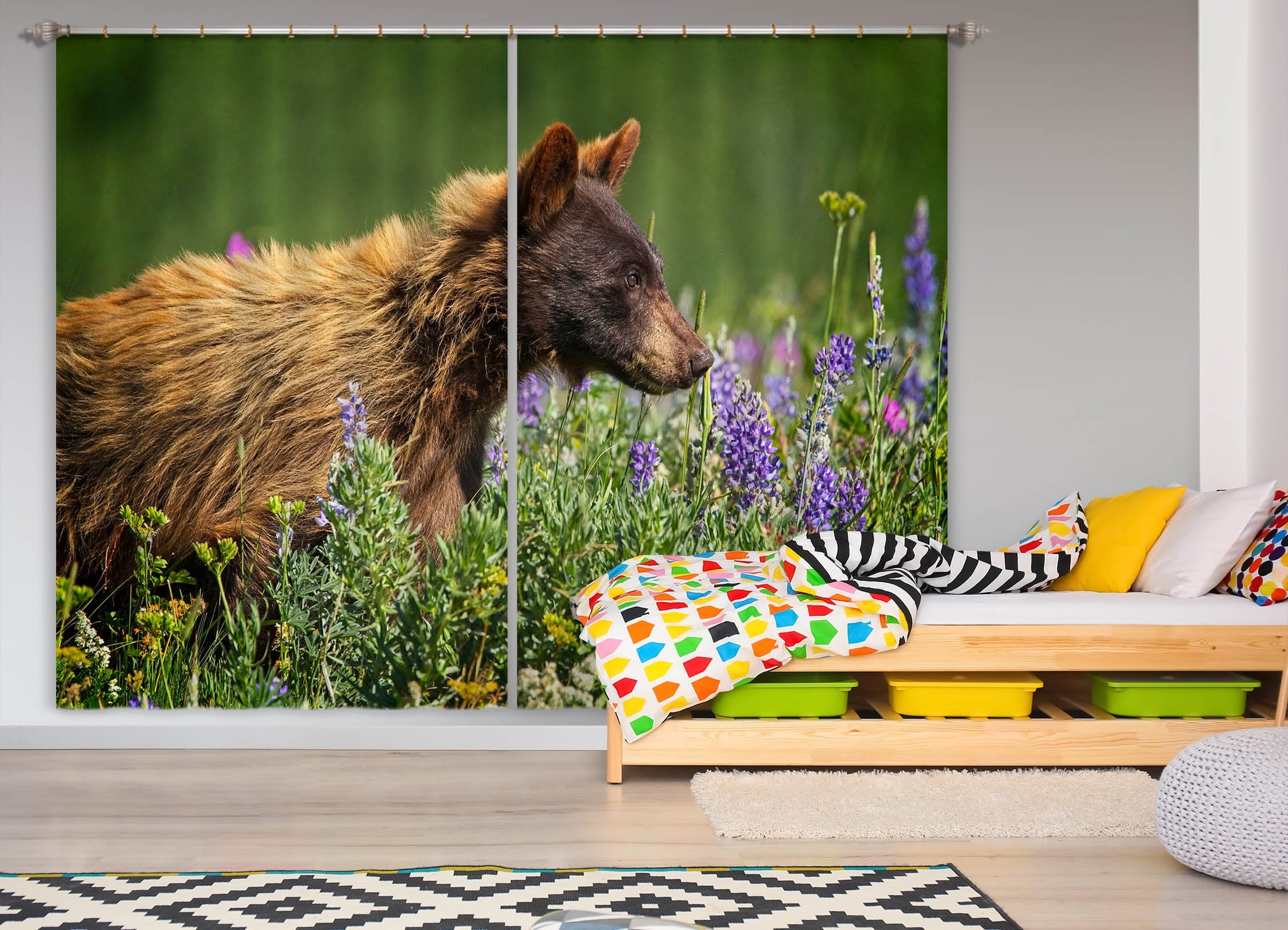 3D Bear Cub 043 Kathy Barefield Curtain Curtains Drapes Wallpaper AJ Wallpaper 