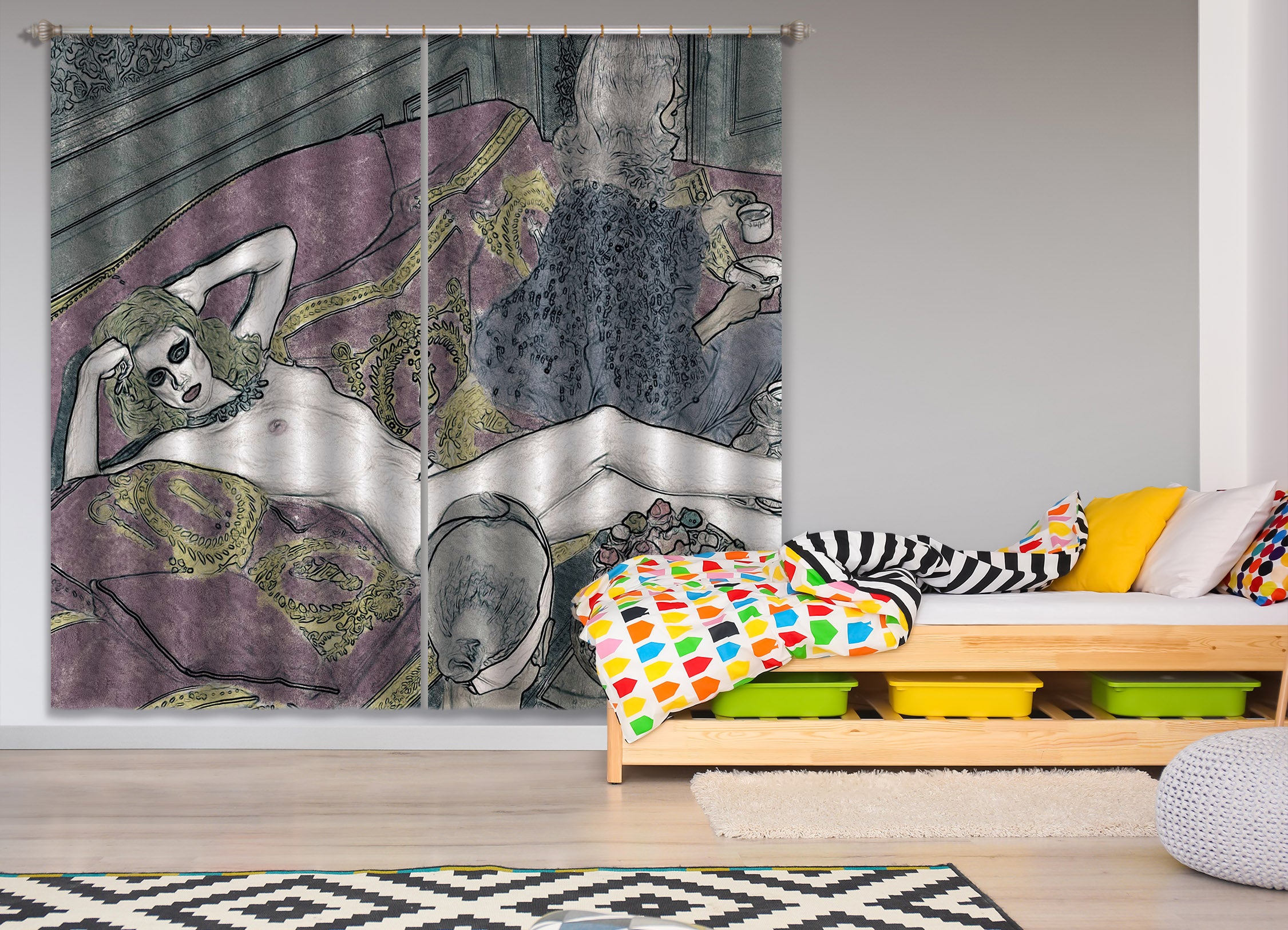 3D Garden Girl 047 Marco Cavazzana Curtain Curtains Drapes