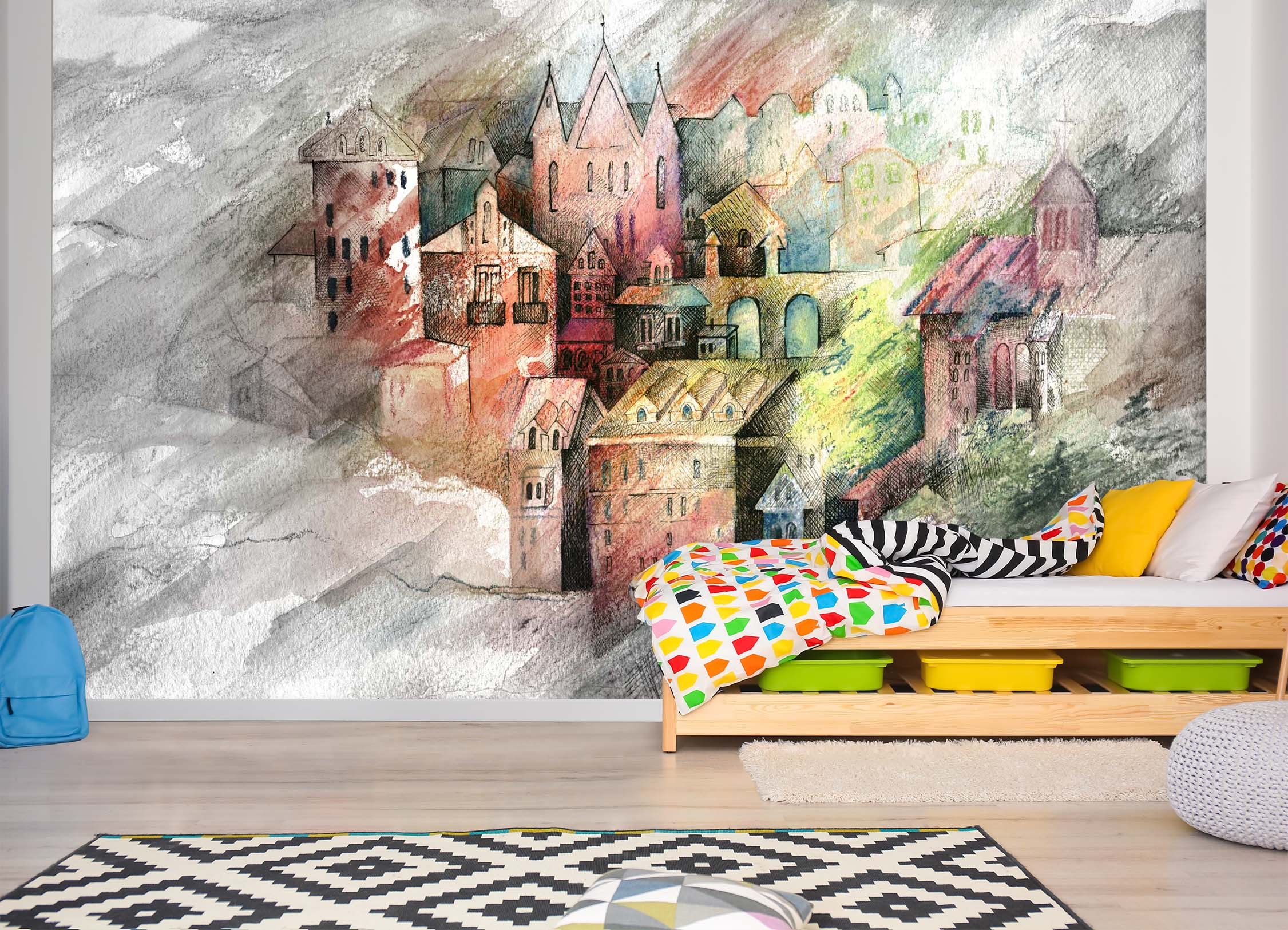 3D Colored House 030 Wall Murals Wallpaper AJ Wallpaper 2 