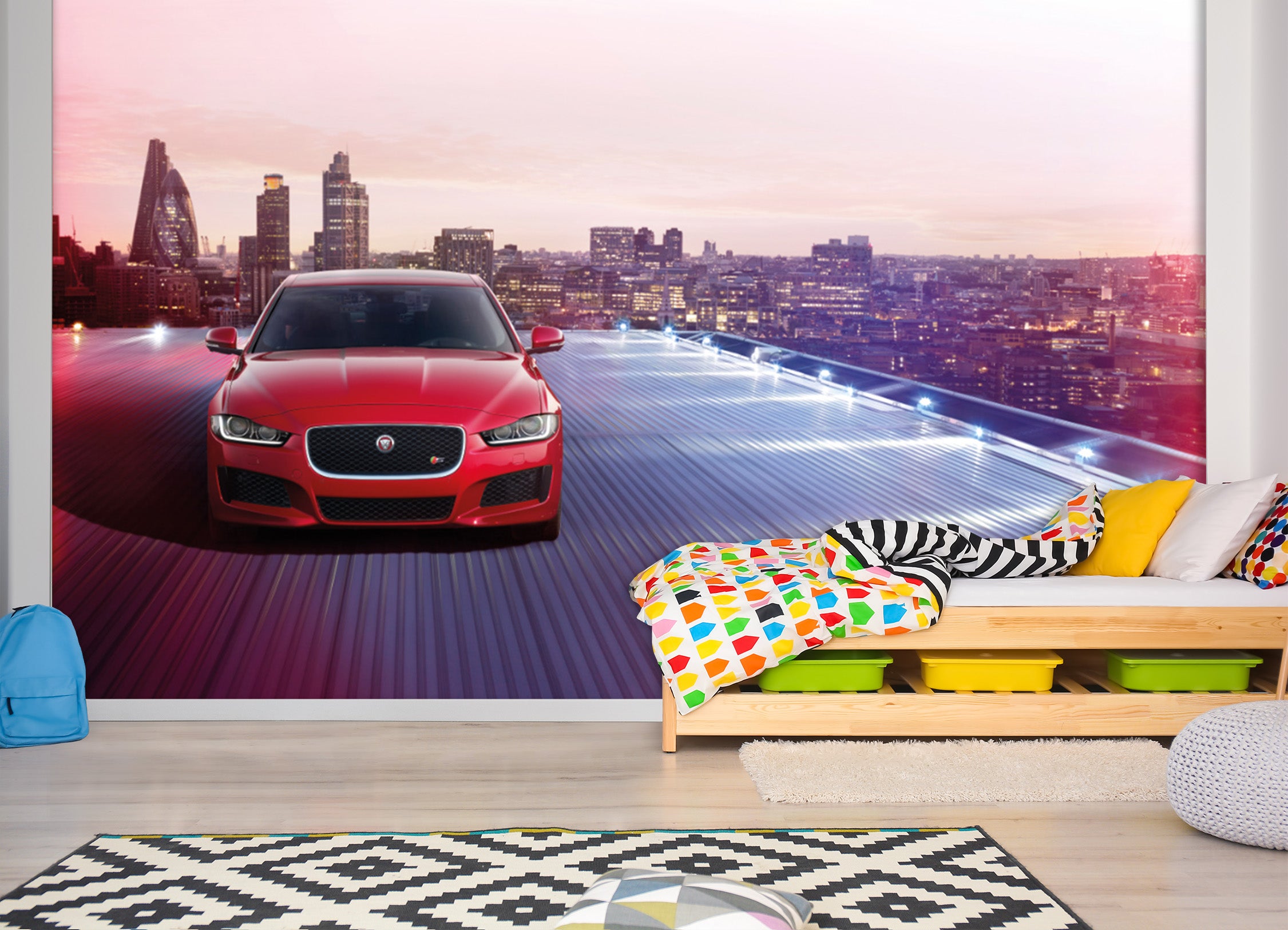 3D Light City Car 034 Vehicle Wall Murals