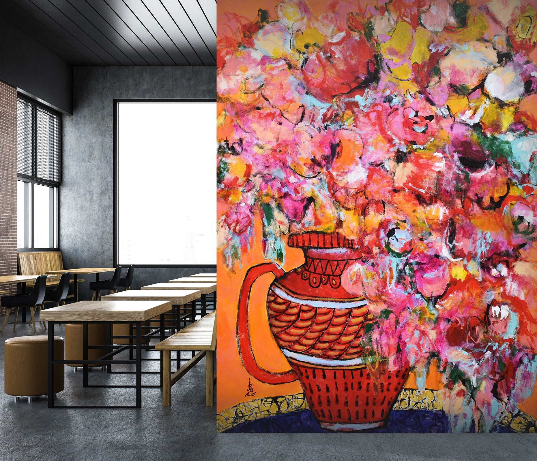 3D Colorful Flowers Vase 121116 Misako Chida Wall Mural Wall Murals
