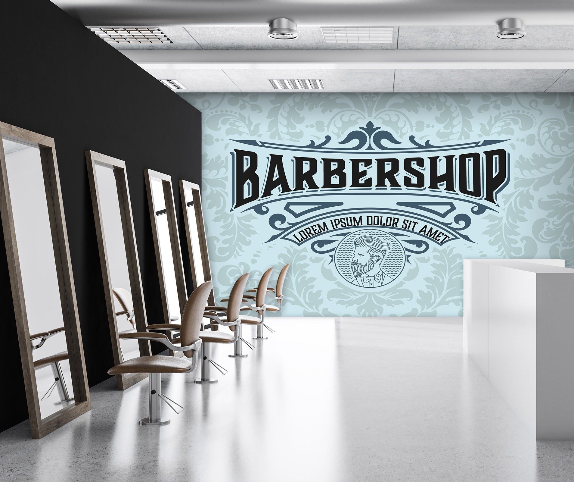 3D Barber Shop Font 115206 Barber Shop Wall Murals