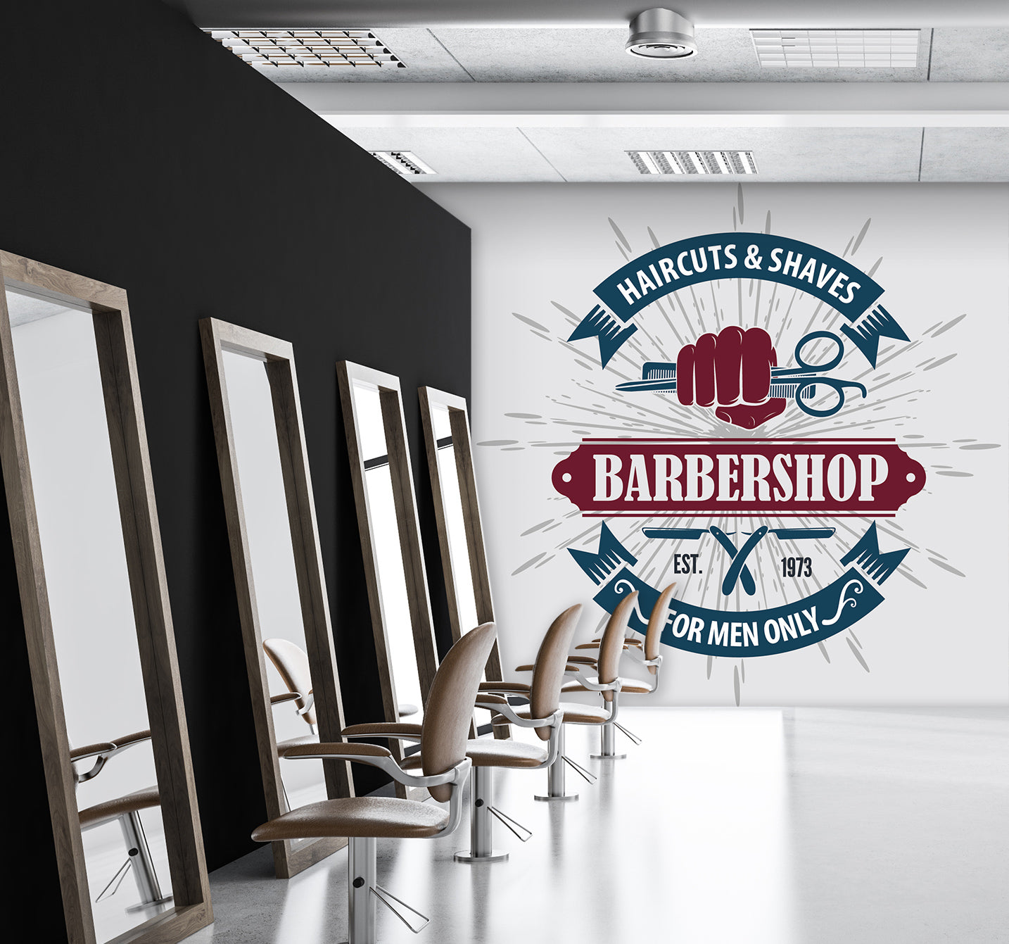 3D Barber Scissors 115231 Barber Shop Wall Murals