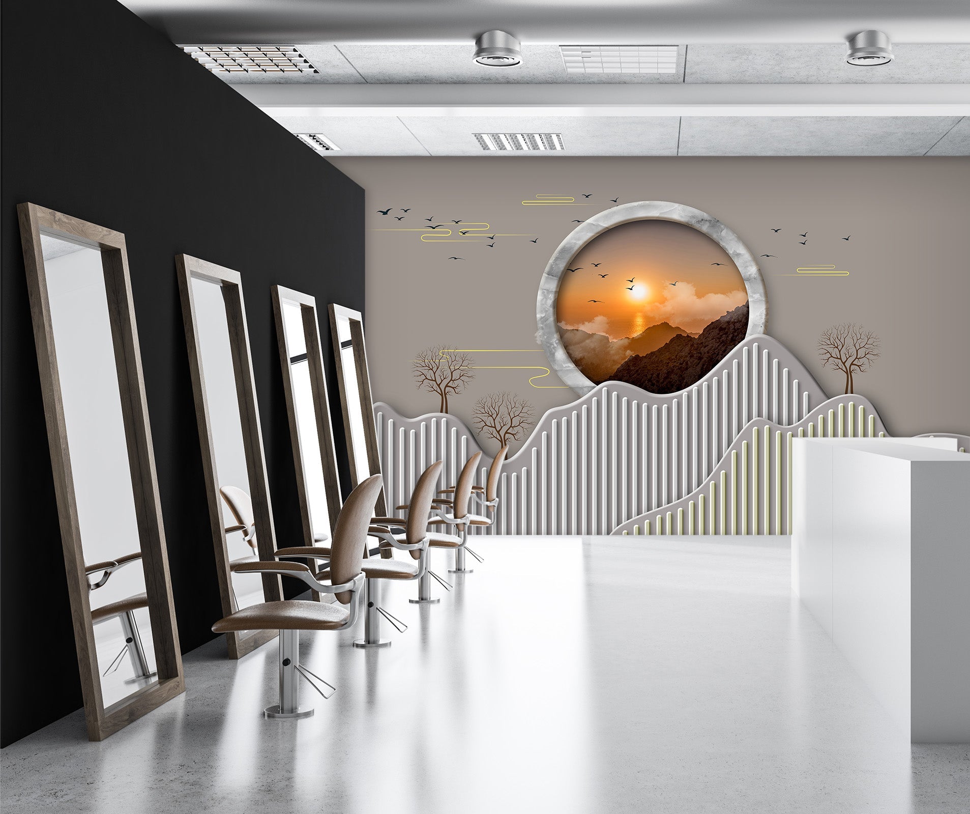 3D Dusk Mountain Bird 068 Wall Murals Wallpaper AJ Wallpaper 2 