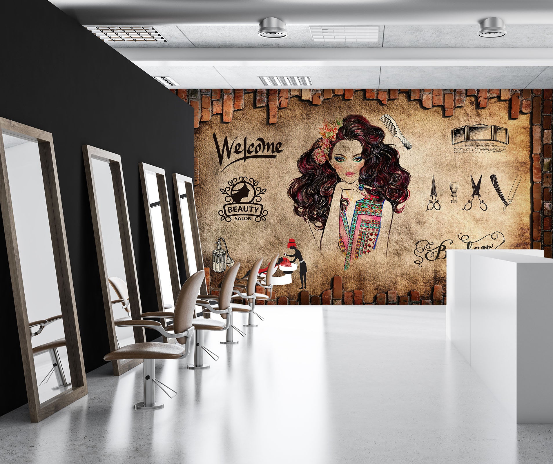 3D Smiling Girl 040 Wall Murals