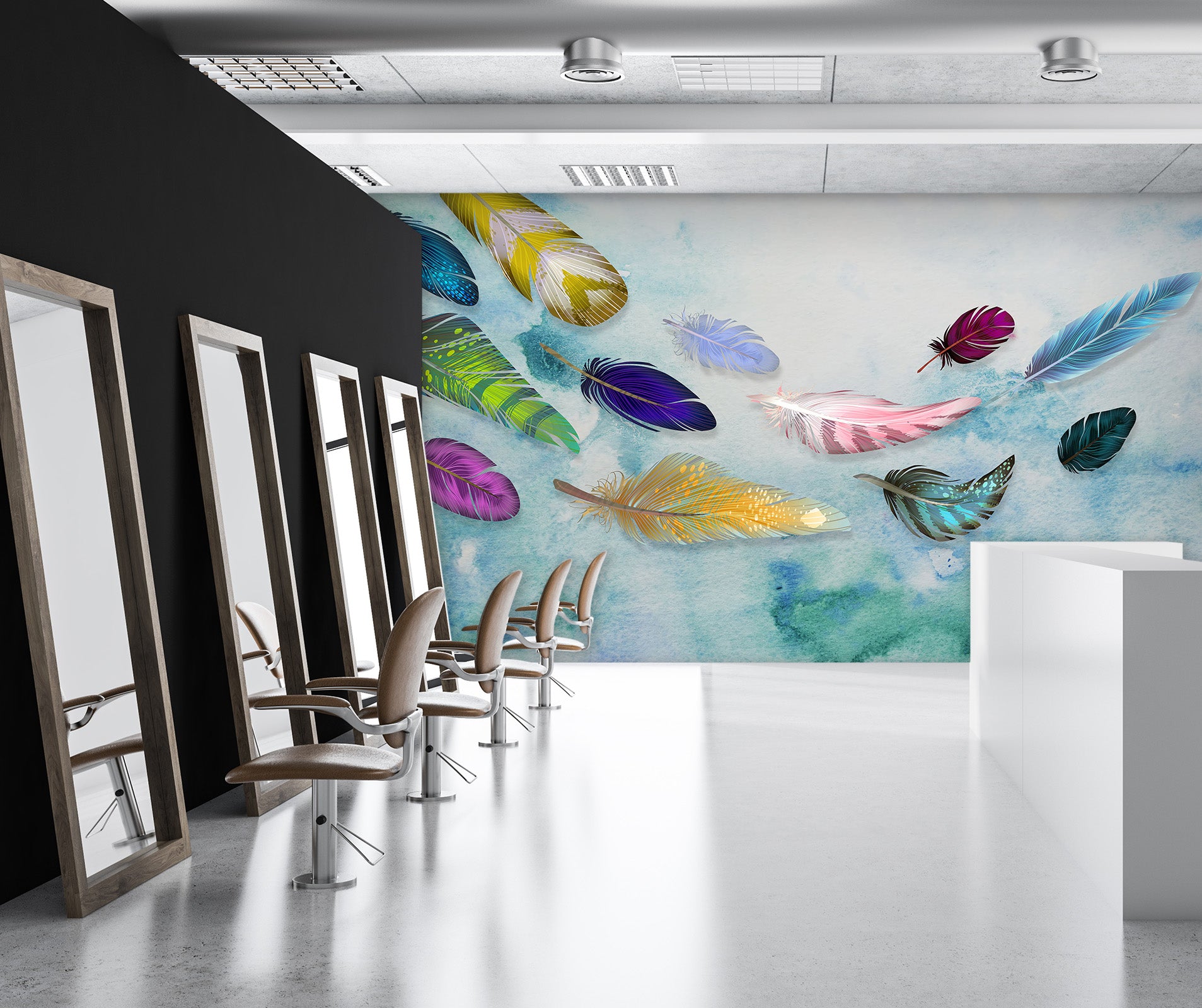 3D Colored Feathers 372 Wall Murals