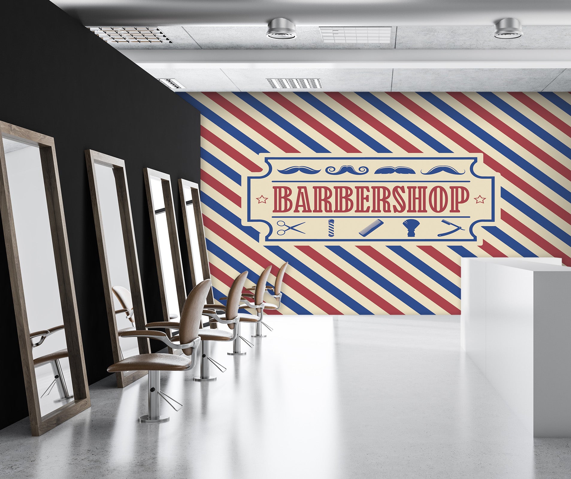 3D Colorful Stripes 115139 Barber Shop Wall Murals
