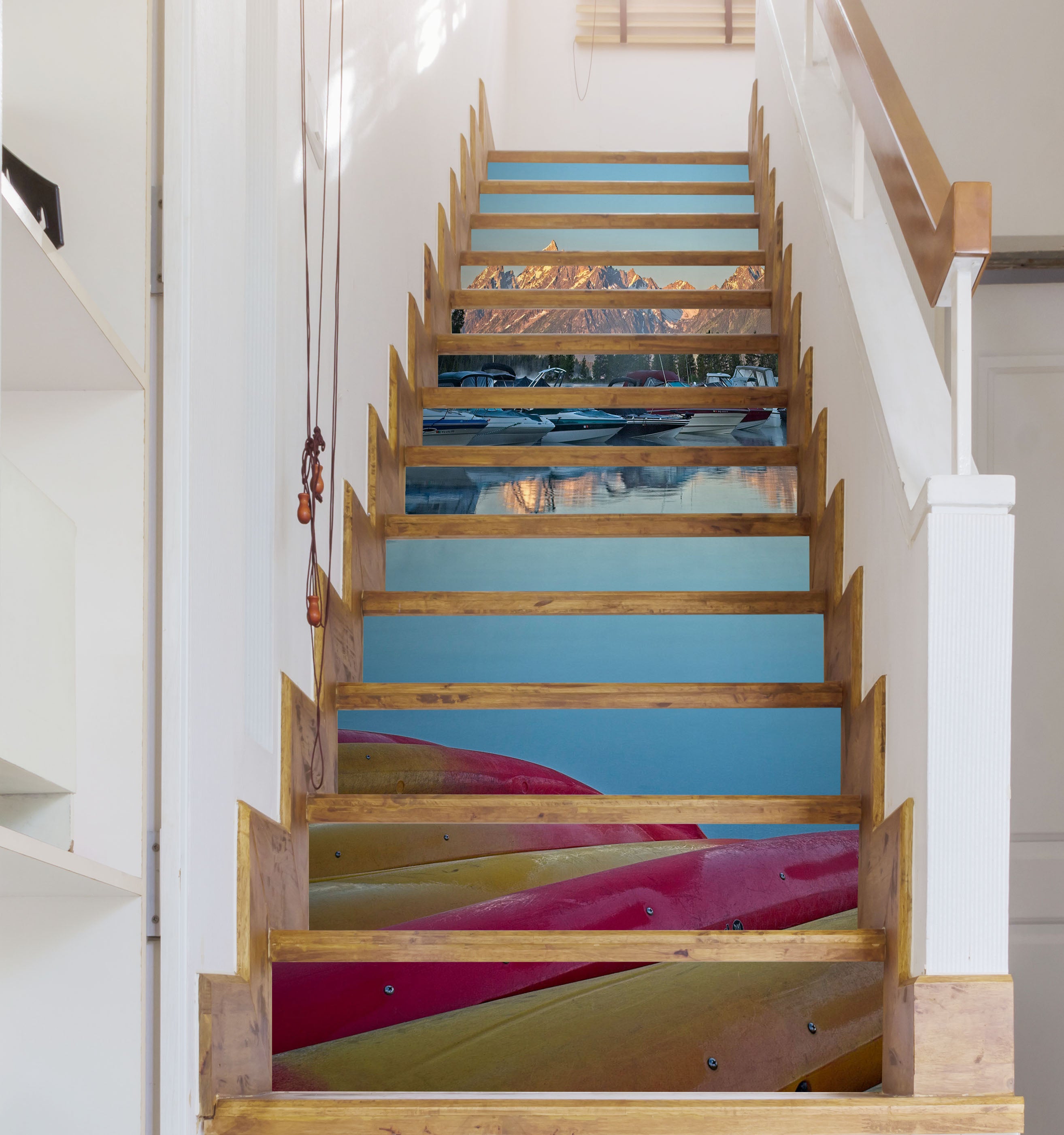 3D Lake Snow Mountain 9908 Kathy Barefield Stair Risers