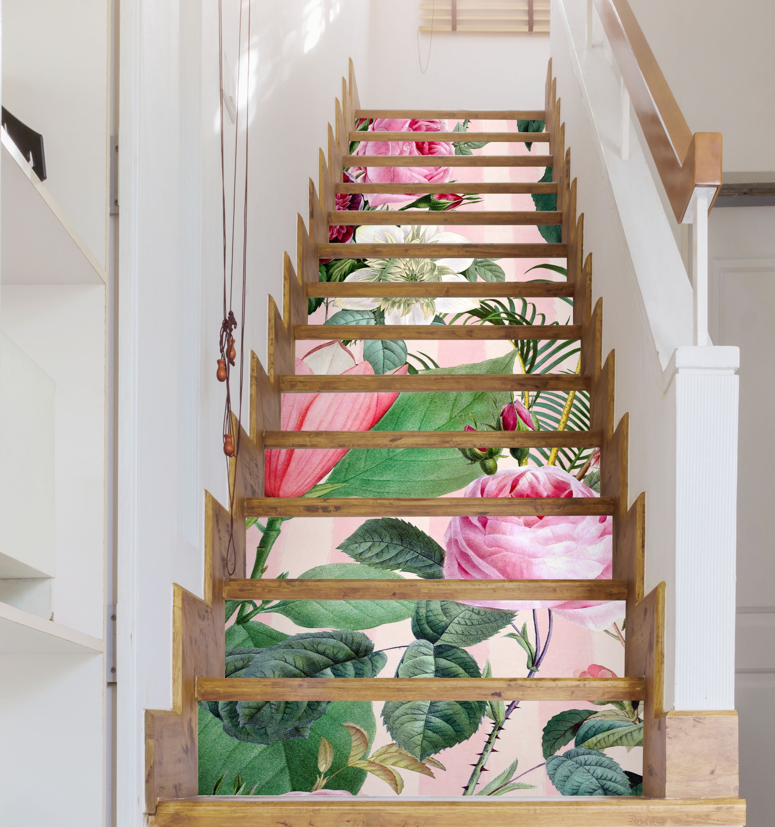3D Pink Rose Flower 109200 Andrea Haase Stair Risers