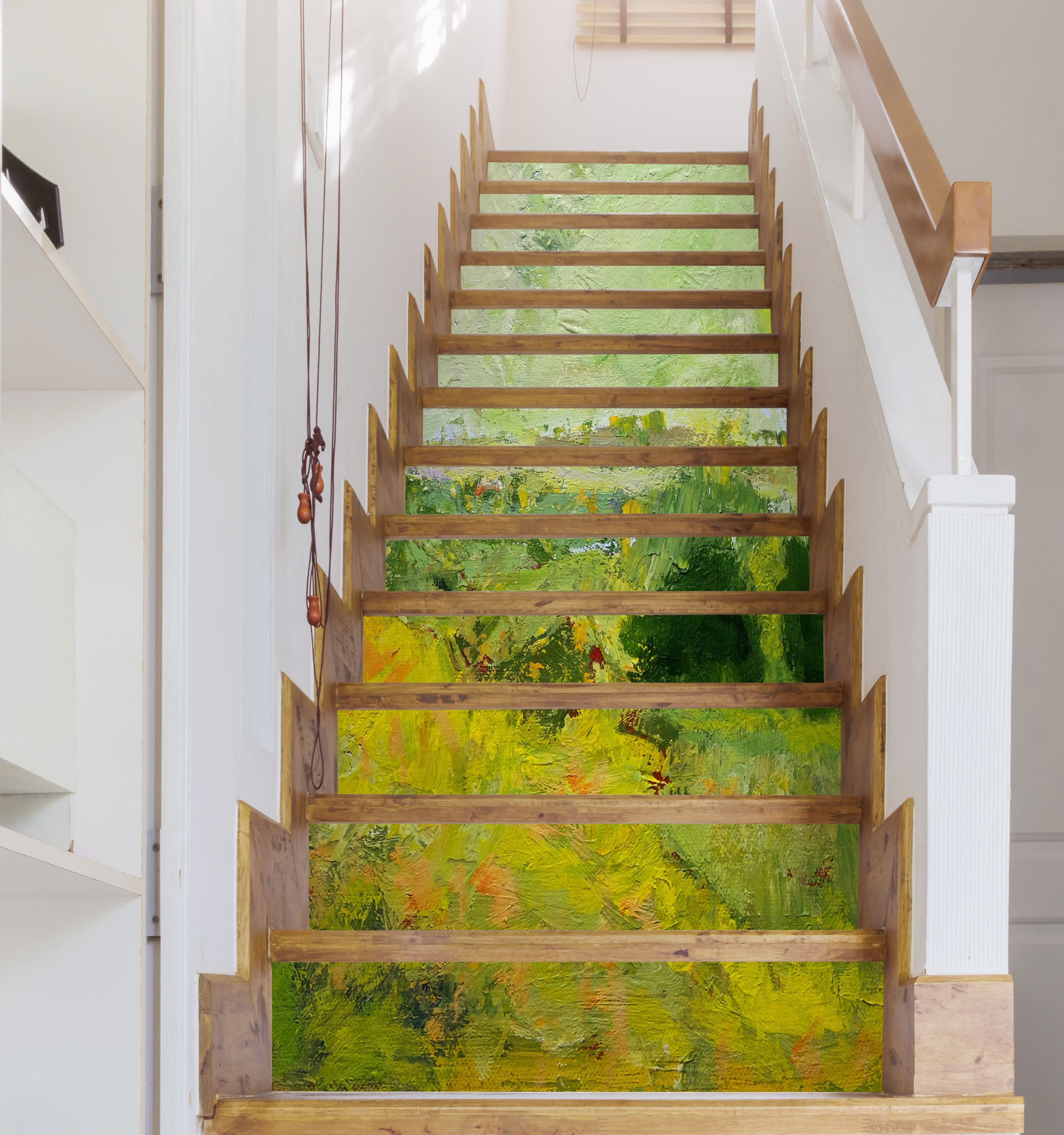3D Yellow-Green Clump Pattern Oil Painting 9071 Allan P. Friedlander Stair Risers