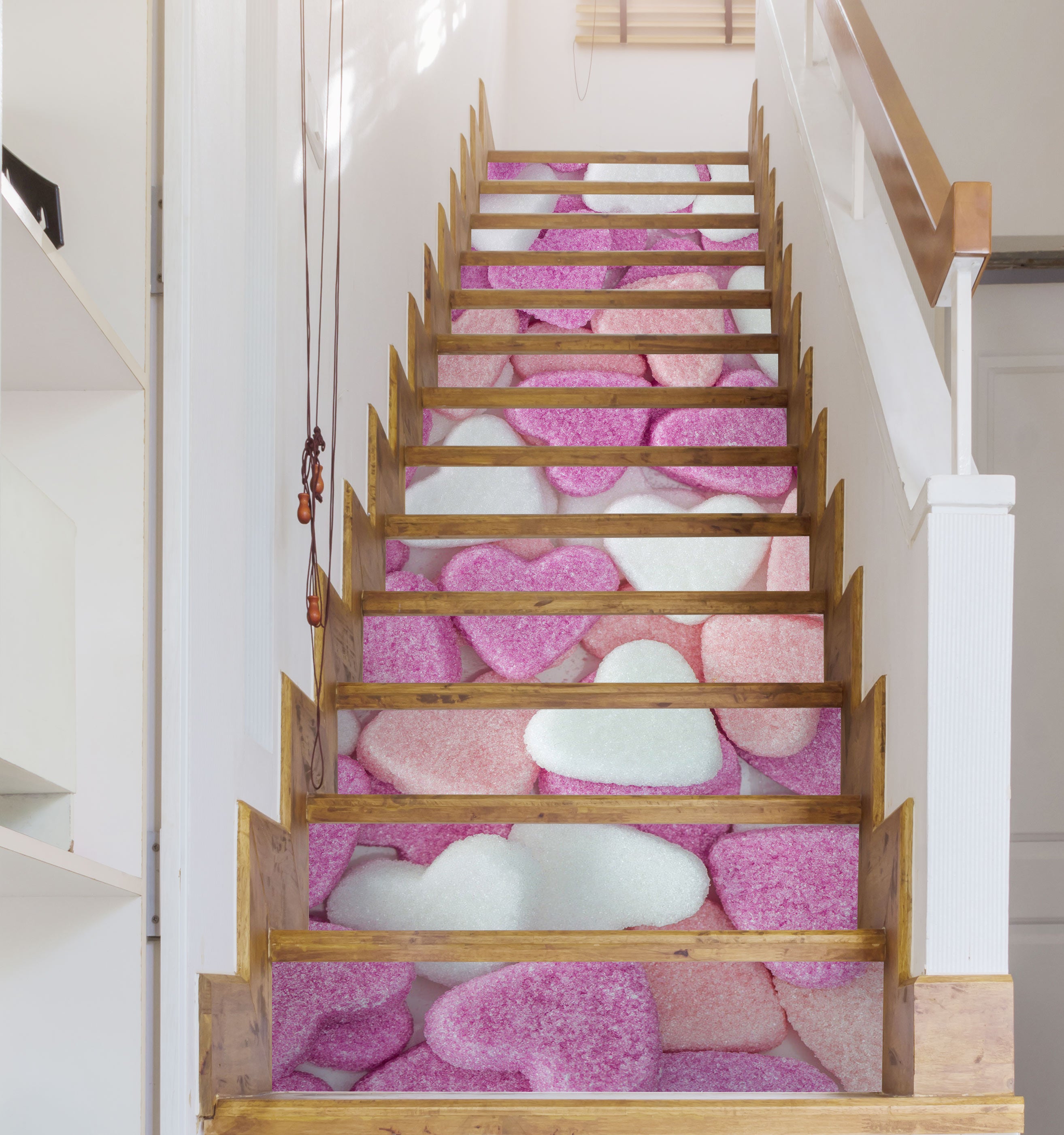 3D White Pink Heart 10950 Assaf Frank Stair Risers