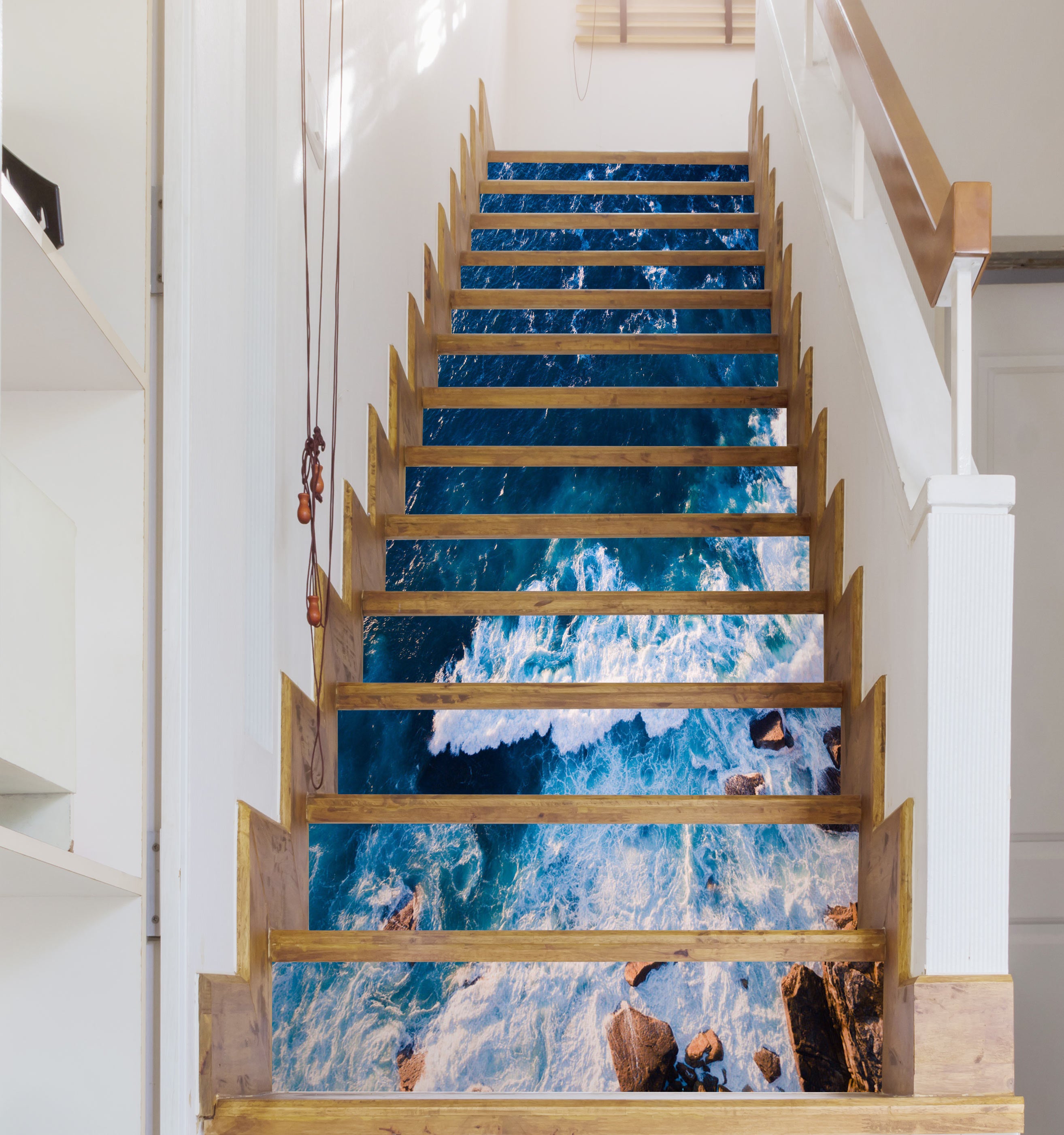 3D Night Waves 328 Stair Risers