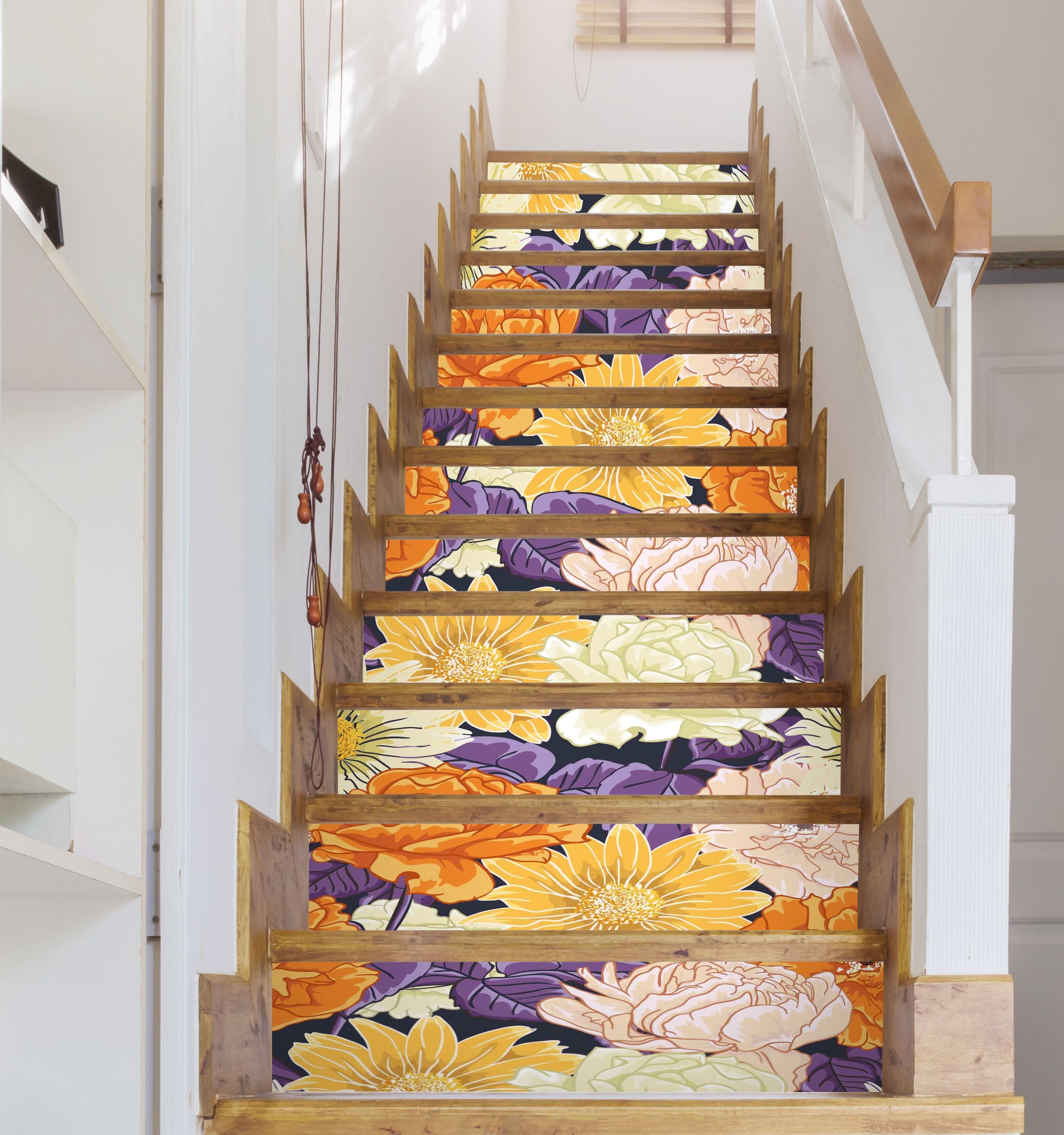3D Bright Flowers 512 Stair Risers Wallpaper AJ Wallpaper 