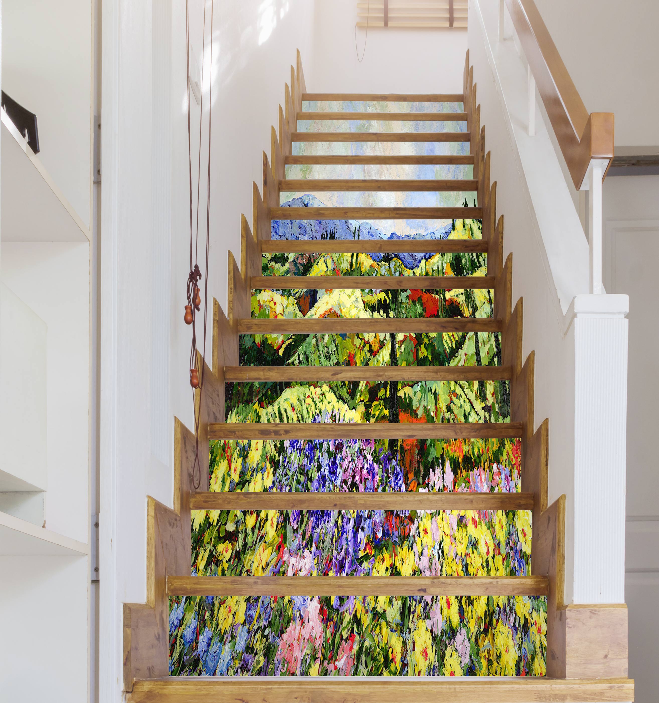 3D Colorful Flowers Hillside 89170 Allan P. Friedlander Stair Risers