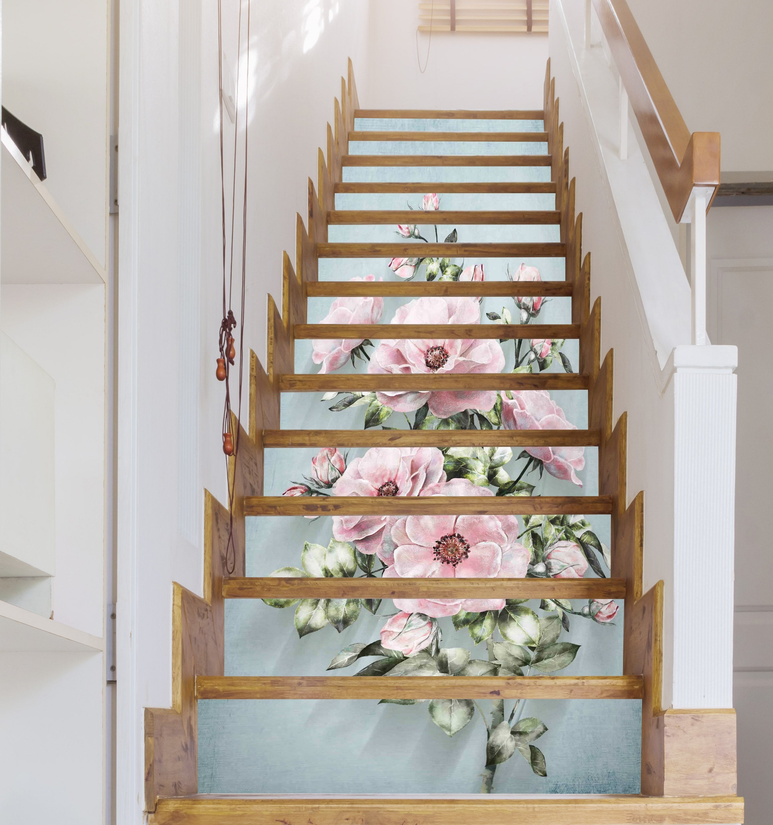 3D Pink Flowers 305 Stair Risers Wallpaper AJ Wallpaper 
