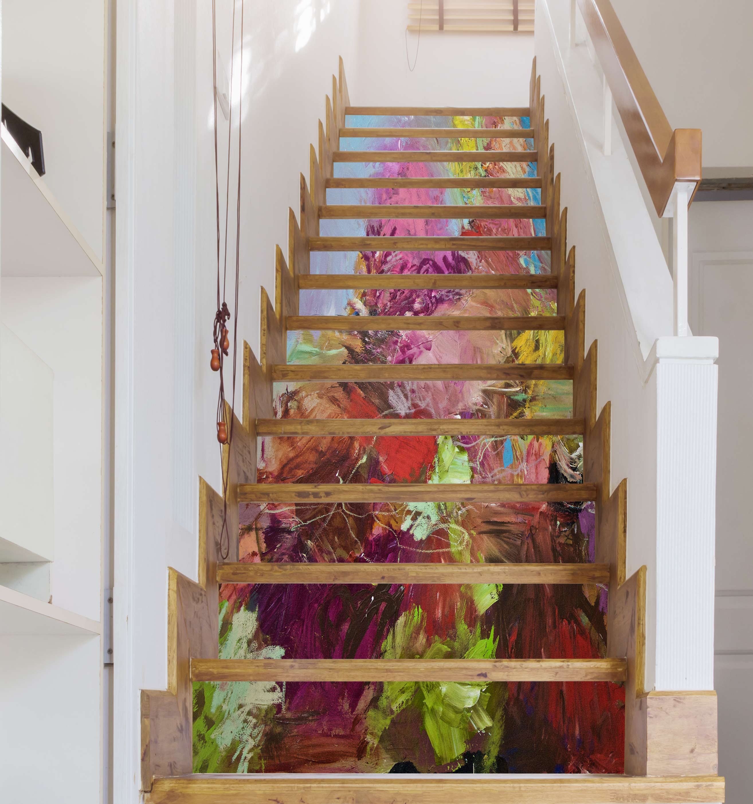 3D Pink Oil Painting Flowers 9028 Allan P. Friedlander Stair Risers