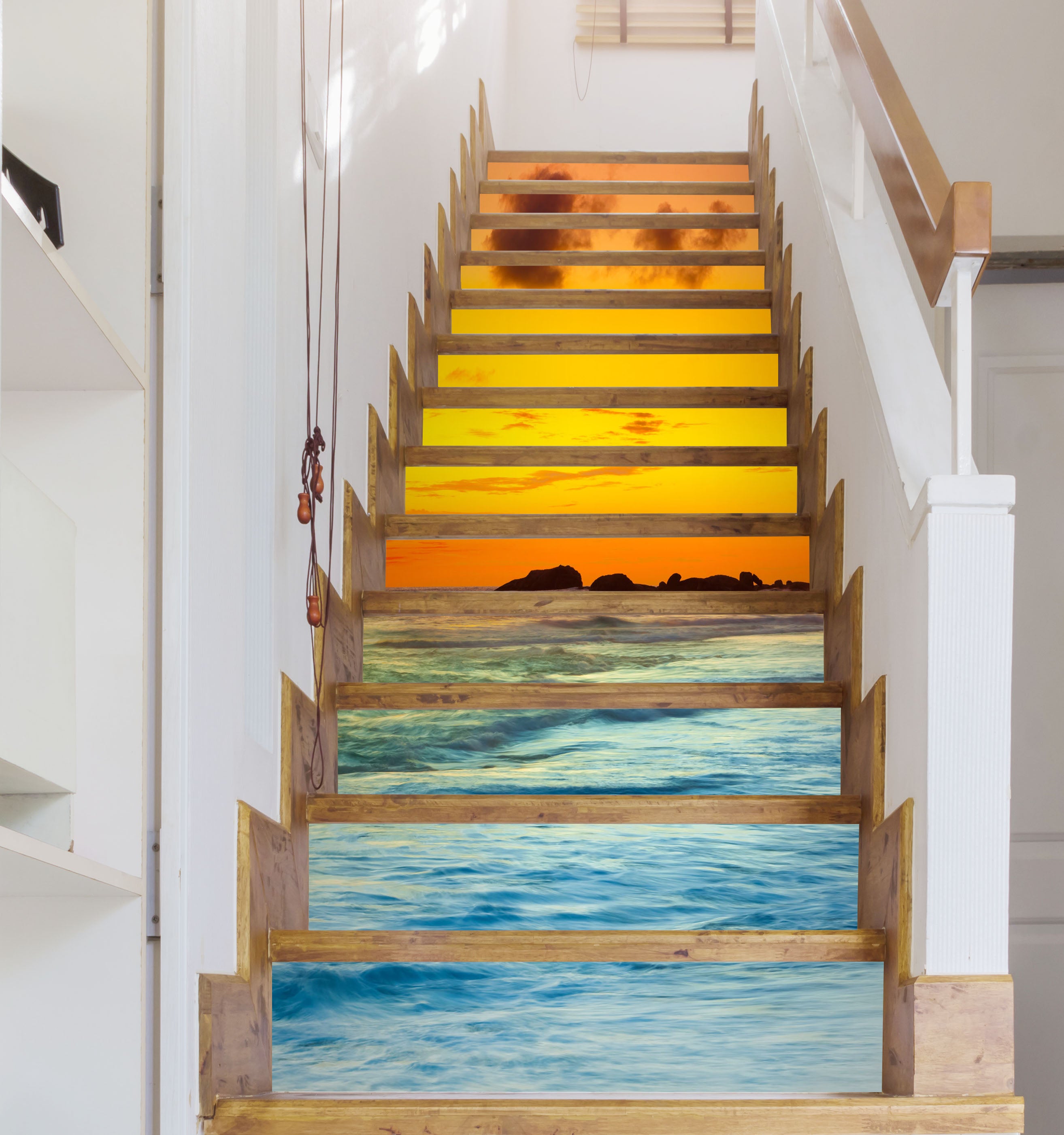 3D Romantic Sunset At The Seaside 625 Stair Risers