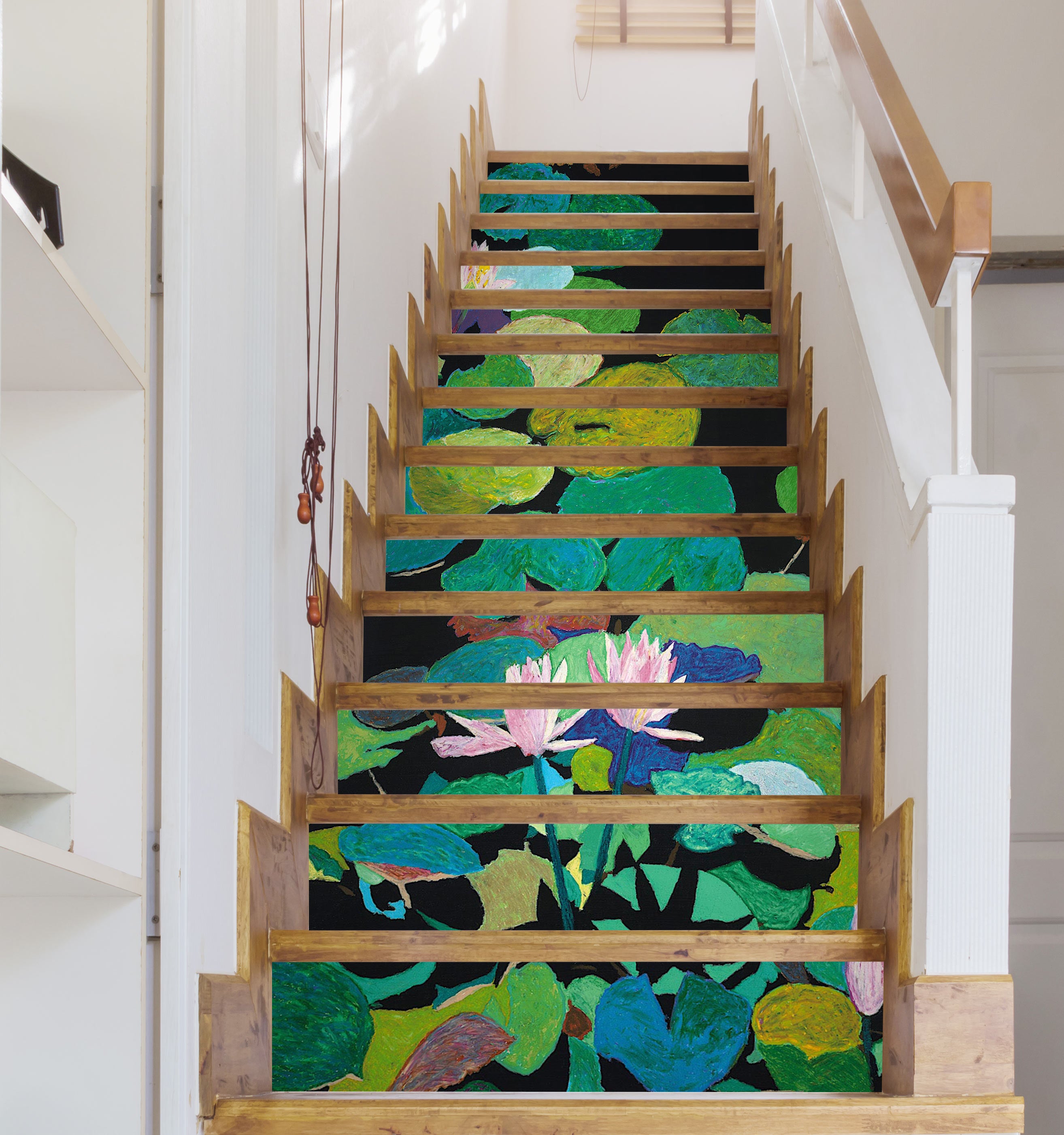 3D Pink Lotus Leaf Pond 90123 Allan P. Friedlander Stair Risers