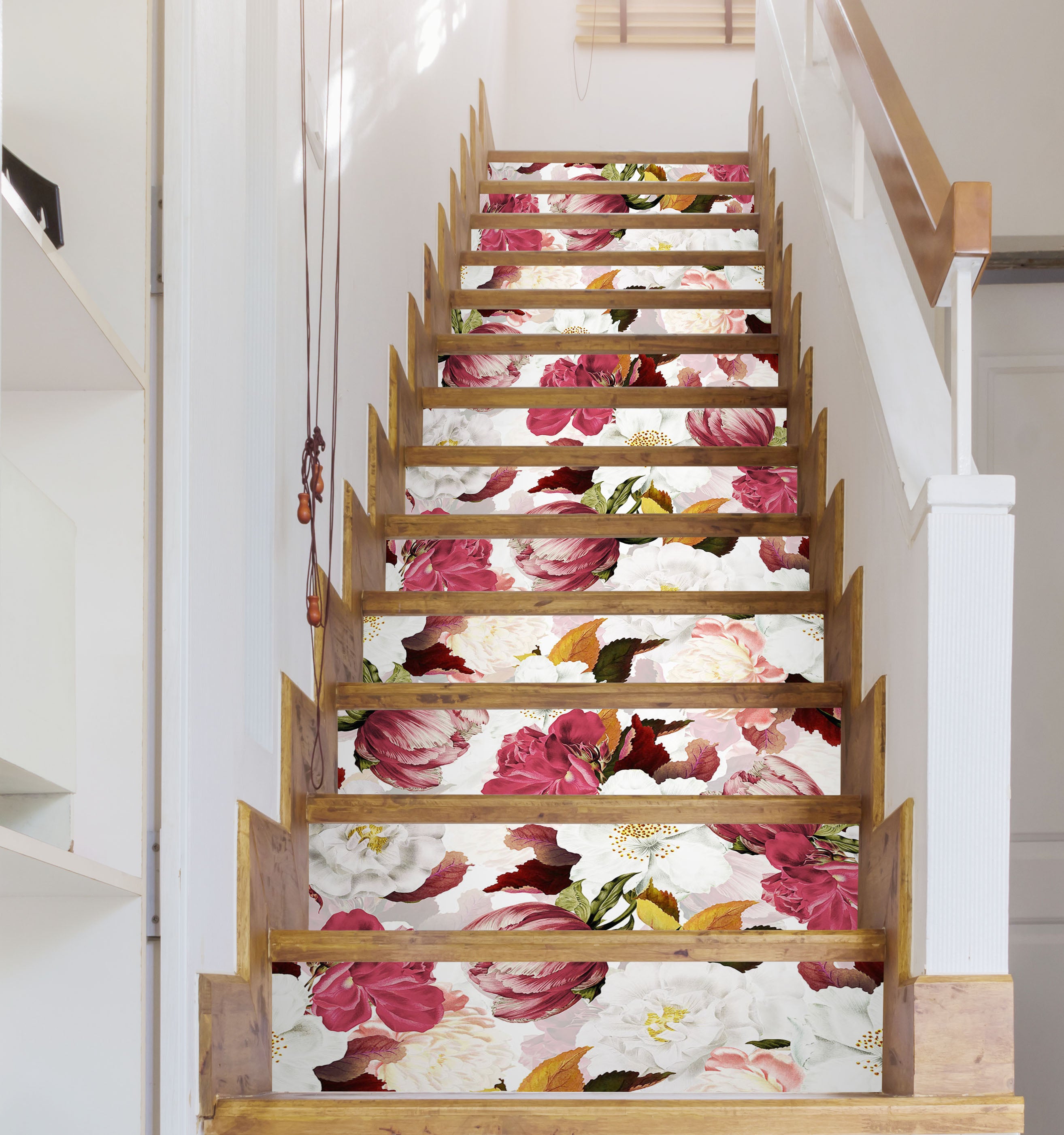 3D Red White Flower 10434 Uta Naumann Stair Risers