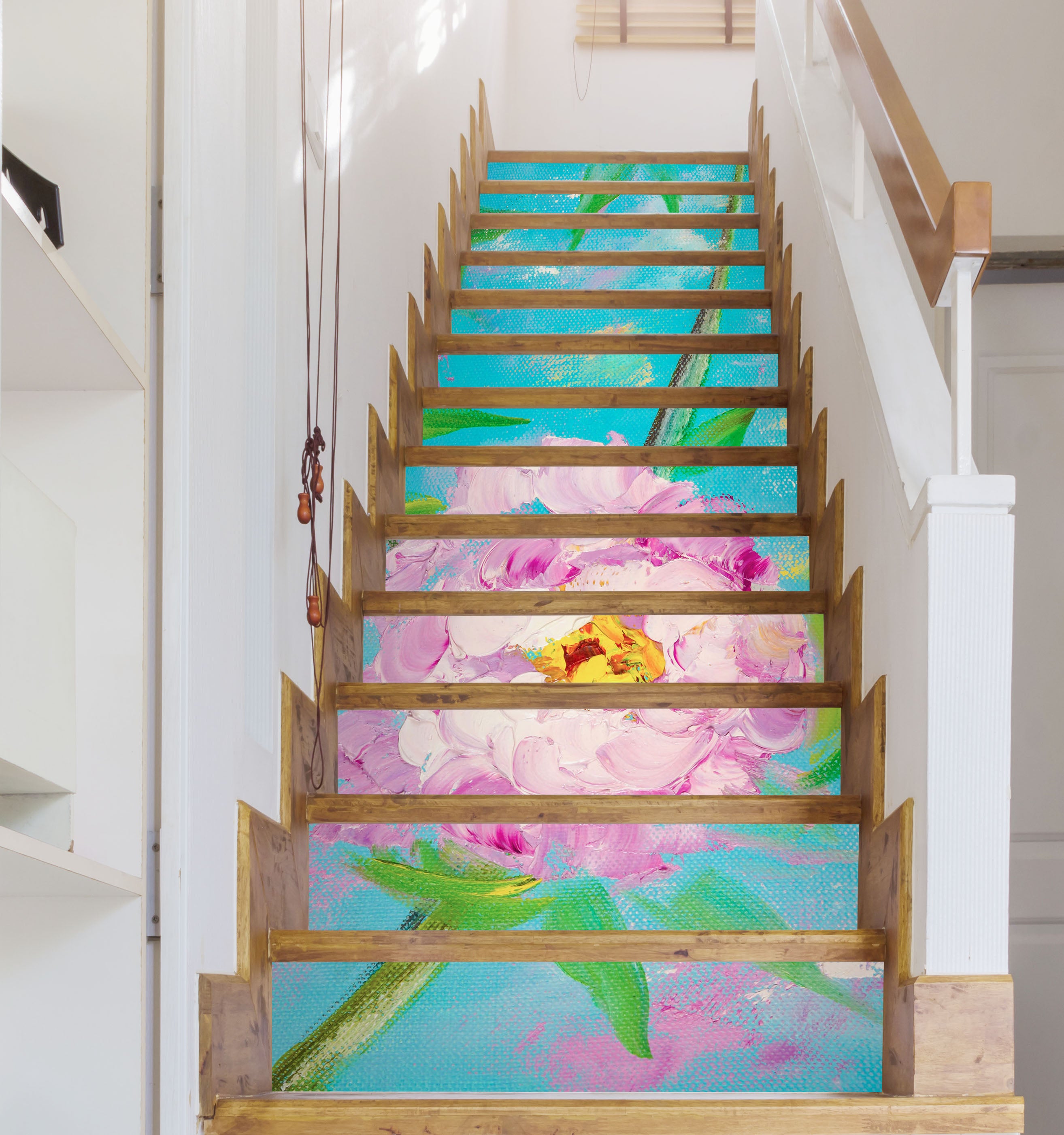 3D Pink Painted Flowers 2005 Skromova Marina Stair Risers