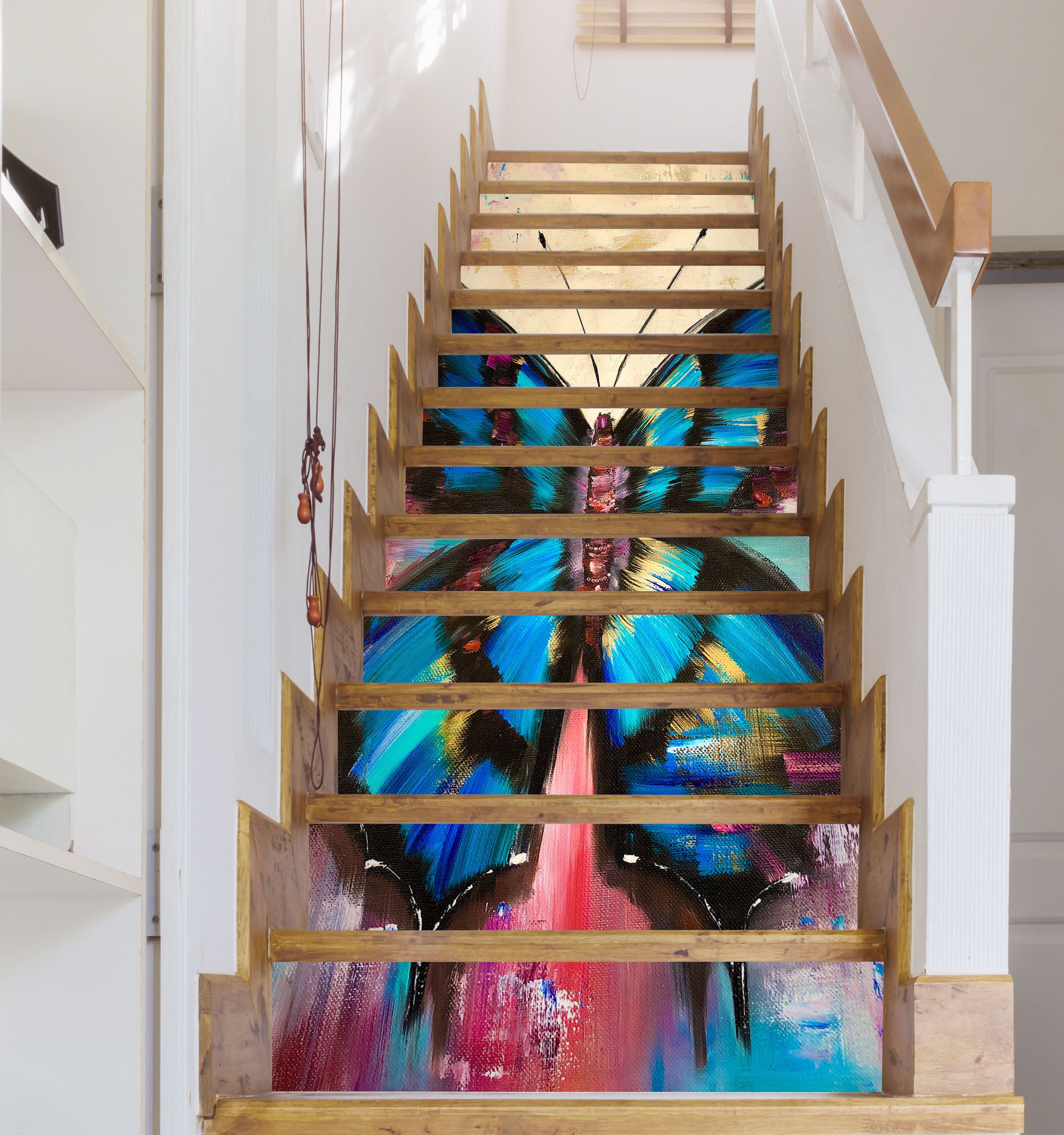 3D Blue Butterfly 2215 Skromova Marina Stair Risers