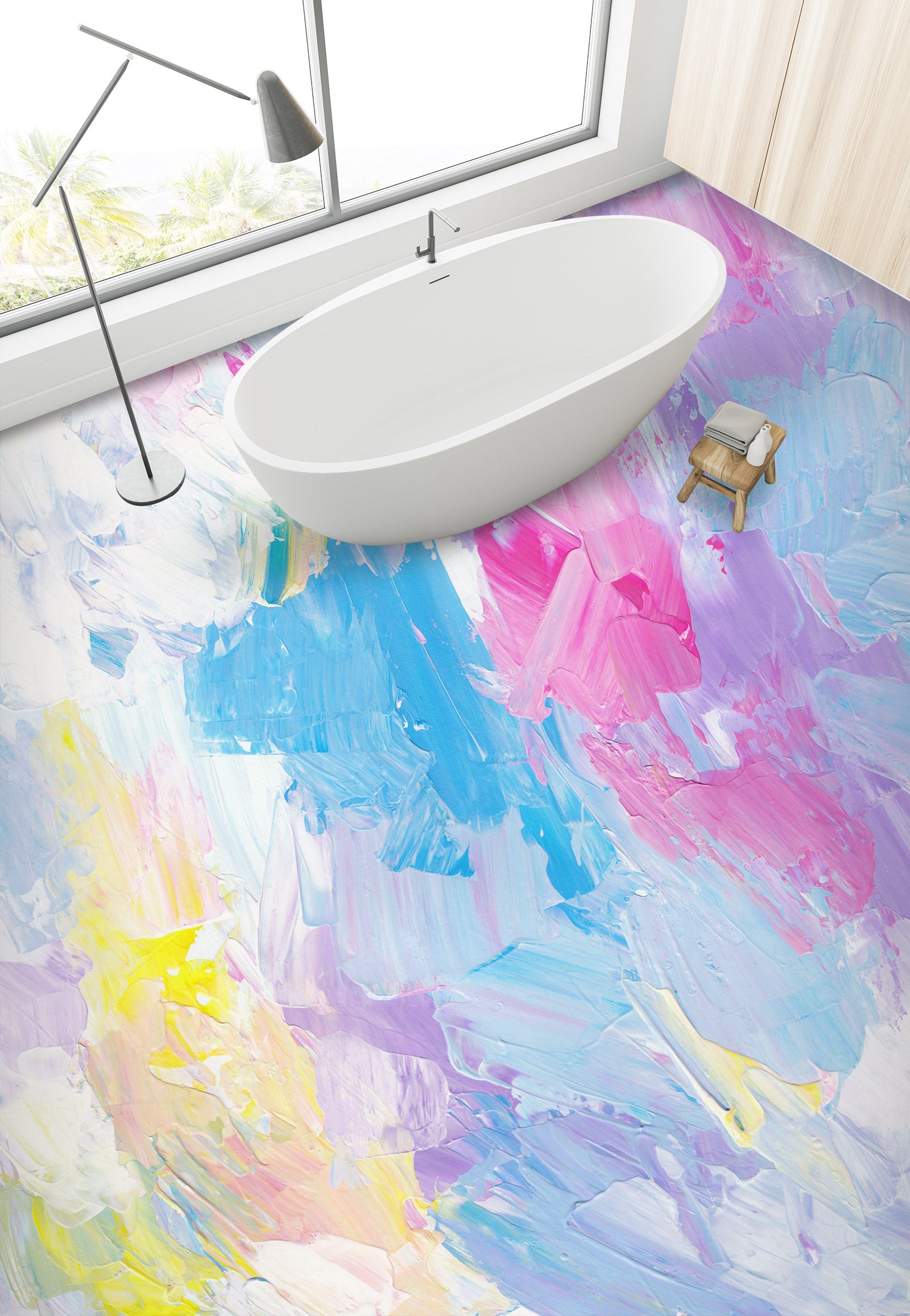 3D Sweet Color Paints 1301 Floor Mural  Wallpaper Murals Self-Adhesive Removable Print Epoxy