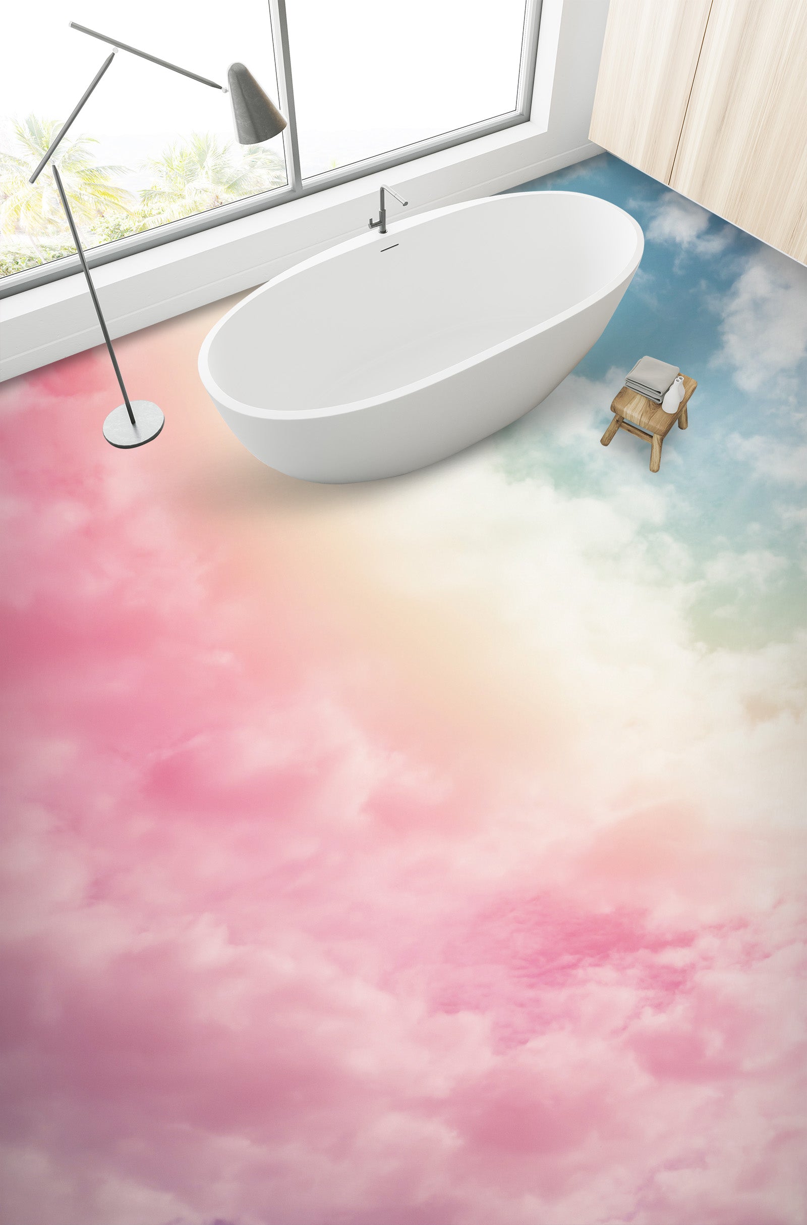 3D Sweet Pink Clouds 701 Floor Mural  Wallpaper Murals Rug & Mat Print Epoxy waterproof bath floor