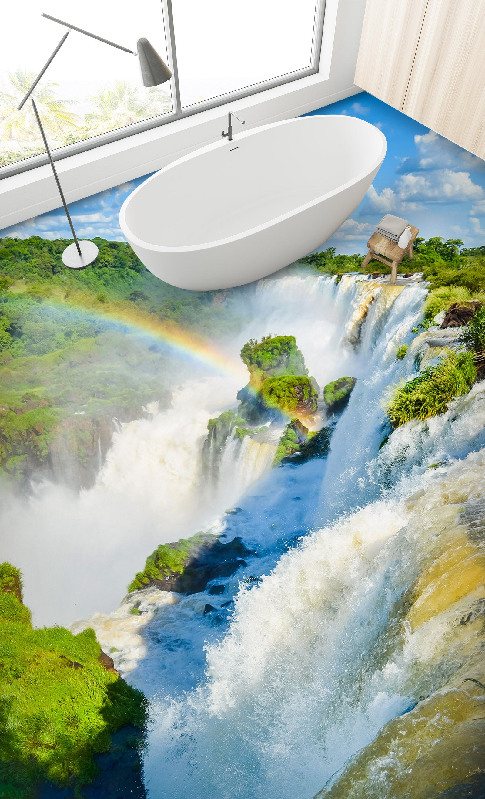 3D Rainbow And Waterfall 596 Floor Mural  Wallpaper Murals Rug & Mat Print Epoxy waterproof bath floor
