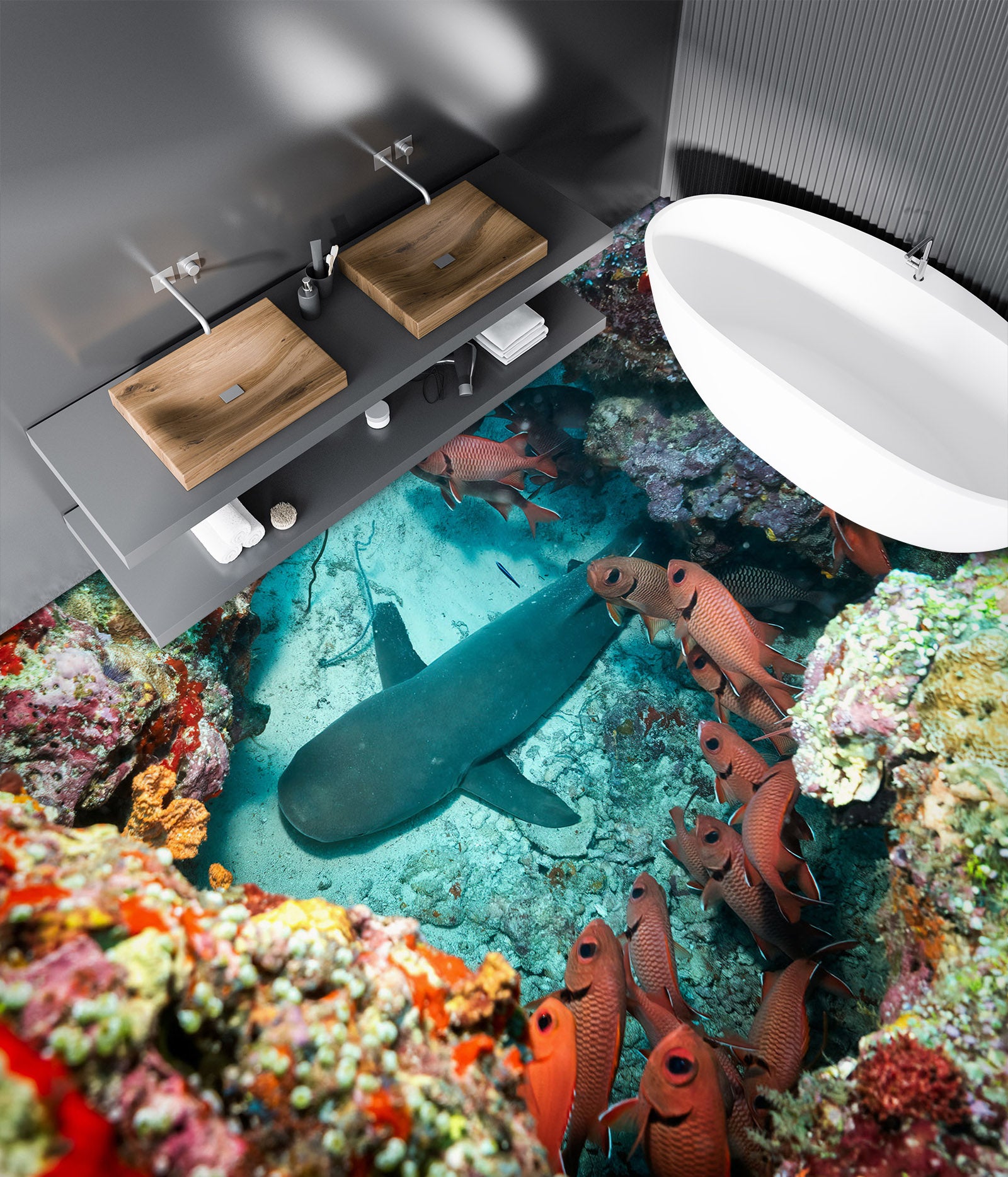 3D Dangerous Shark 252 Floor Mural  Wallpaper Murals Rug & Mat Print Epoxy waterproof bath floor