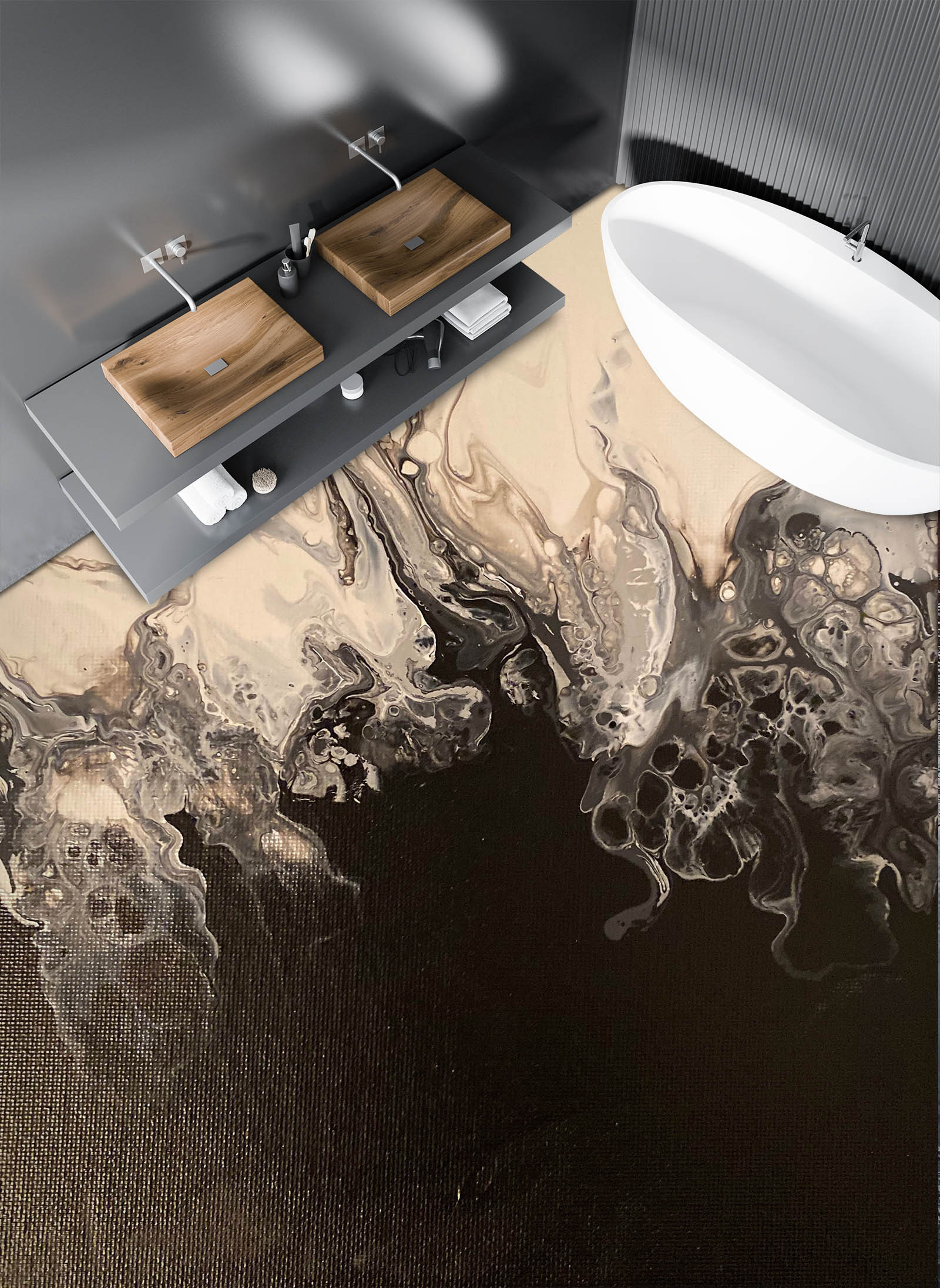 3D Black Ink Texture 98196 Valerie Latrice Floor Mural  Wallpaper Murals Self-Adhesive Removable Print Epoxy