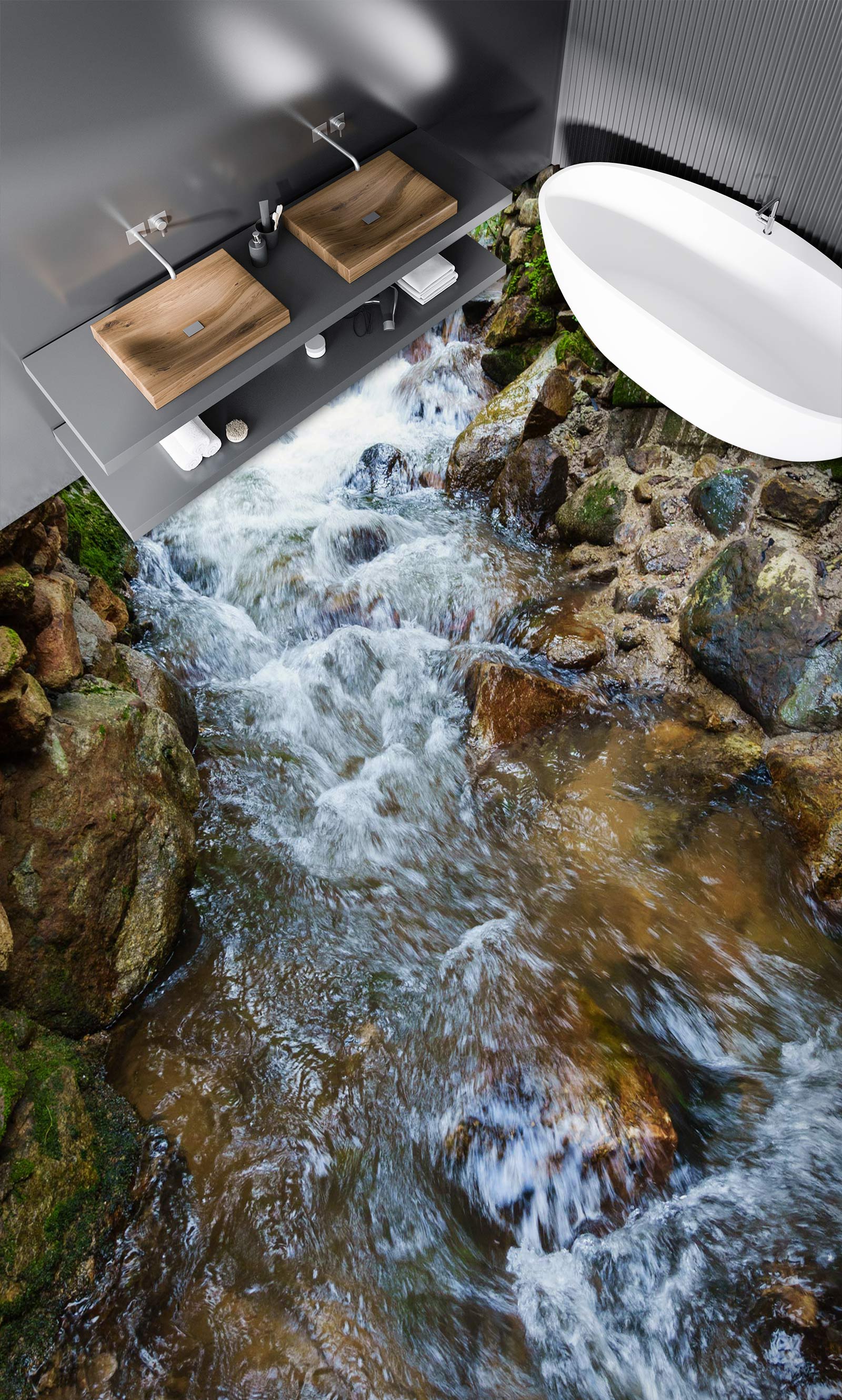 3D Stones And Rushing Water 699 Floor Mural  Wallpaper Murals Rug & Mat Print Epoxy waterproof bath floor