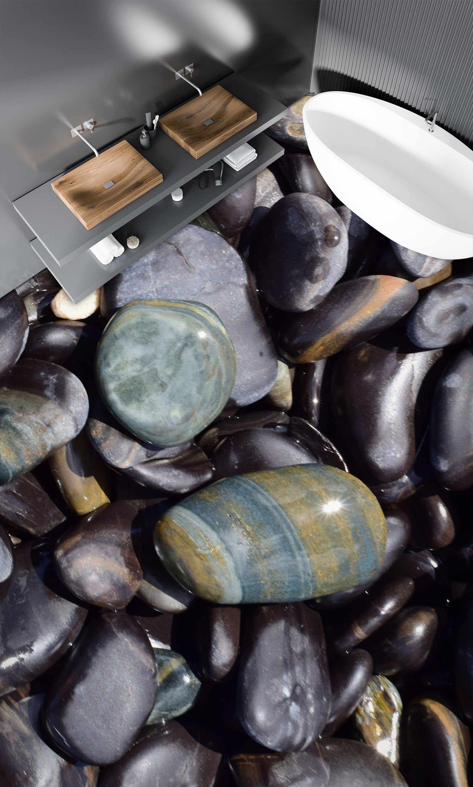 3D Big Black Pebbles 893 Floor Mural  Wallpaper Murals Rug & Mat Print Epoxy waterproof bath floor