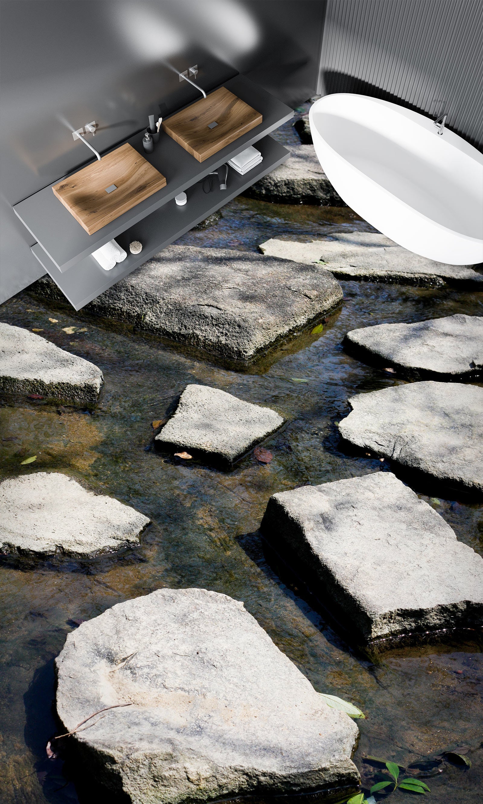 3D Gray Irregular Stones 1090 Floor Mural  Wallpaper Murals Self-Adhesive Removable Print Epoxy