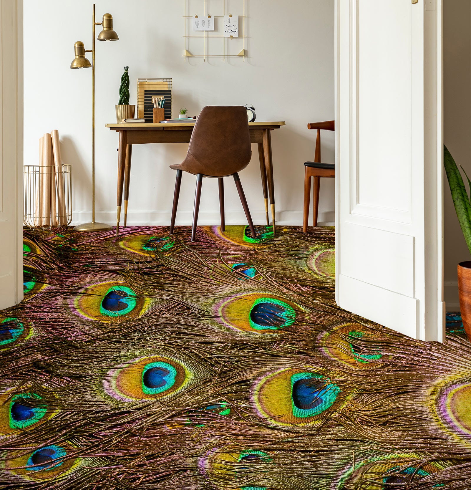 3D Noble Peacock Feathers 1122 Floor Mural  Wallpaper Murals Self-Adhesive Removable Print Epoxy