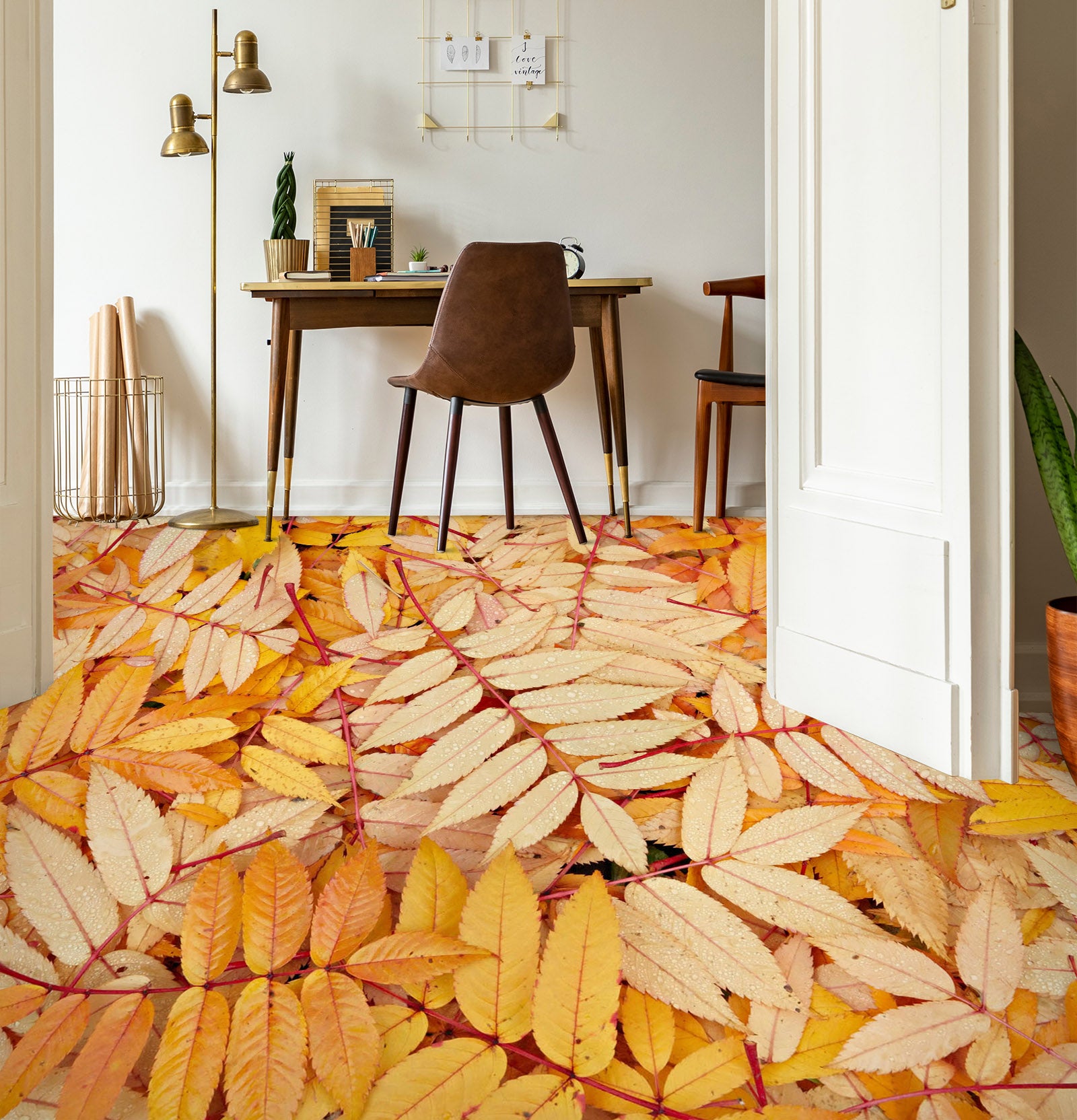 3D Fall Leaves 510 Floor Mural  Wallpaper Murals Rug & Mat Print Epoxy waterproof bath floor