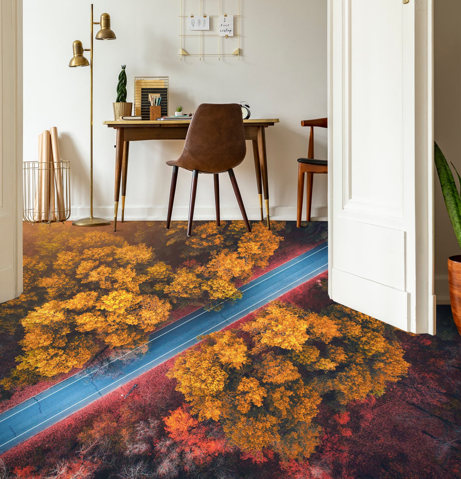 3D Blue Road Between Forests 682 Floor Mural  Wallpaper Murals Rug & Mat Print Epoxy waterproof bath floor