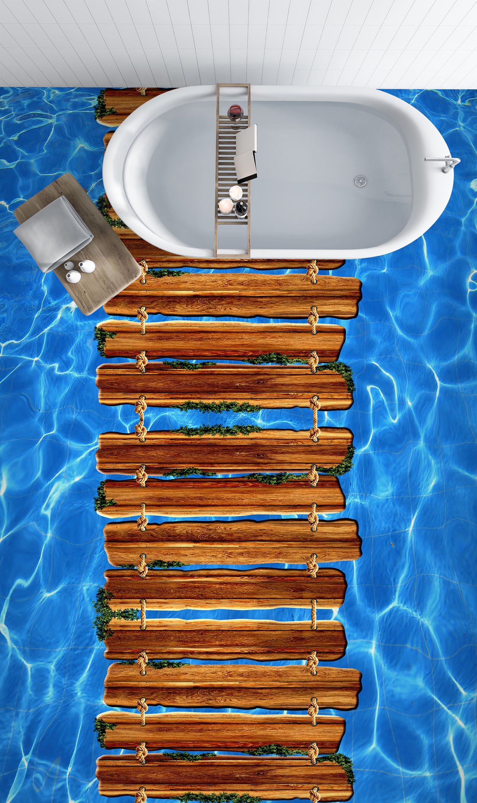 3D Wooden Bridge Art 280 Floor Mural  Wallpaper Murals Rug & Mat Print Epoxy waterproof bath floor